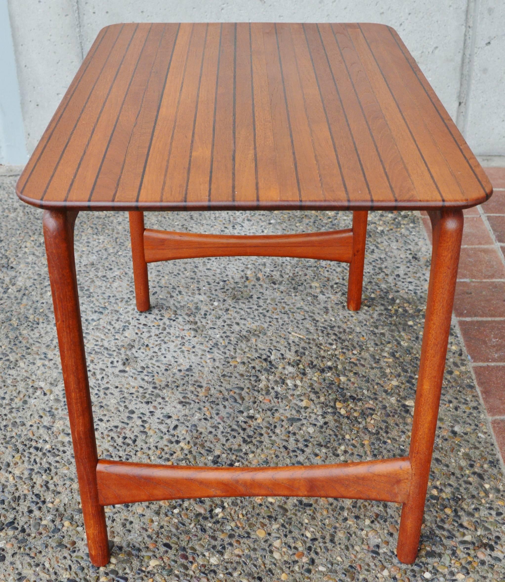 Solid Teak and Rosewood Mosaic Top  Side Table Hvidt & Molgaard-Nielsen In Excellent Condition In New Westminster, British Columbia