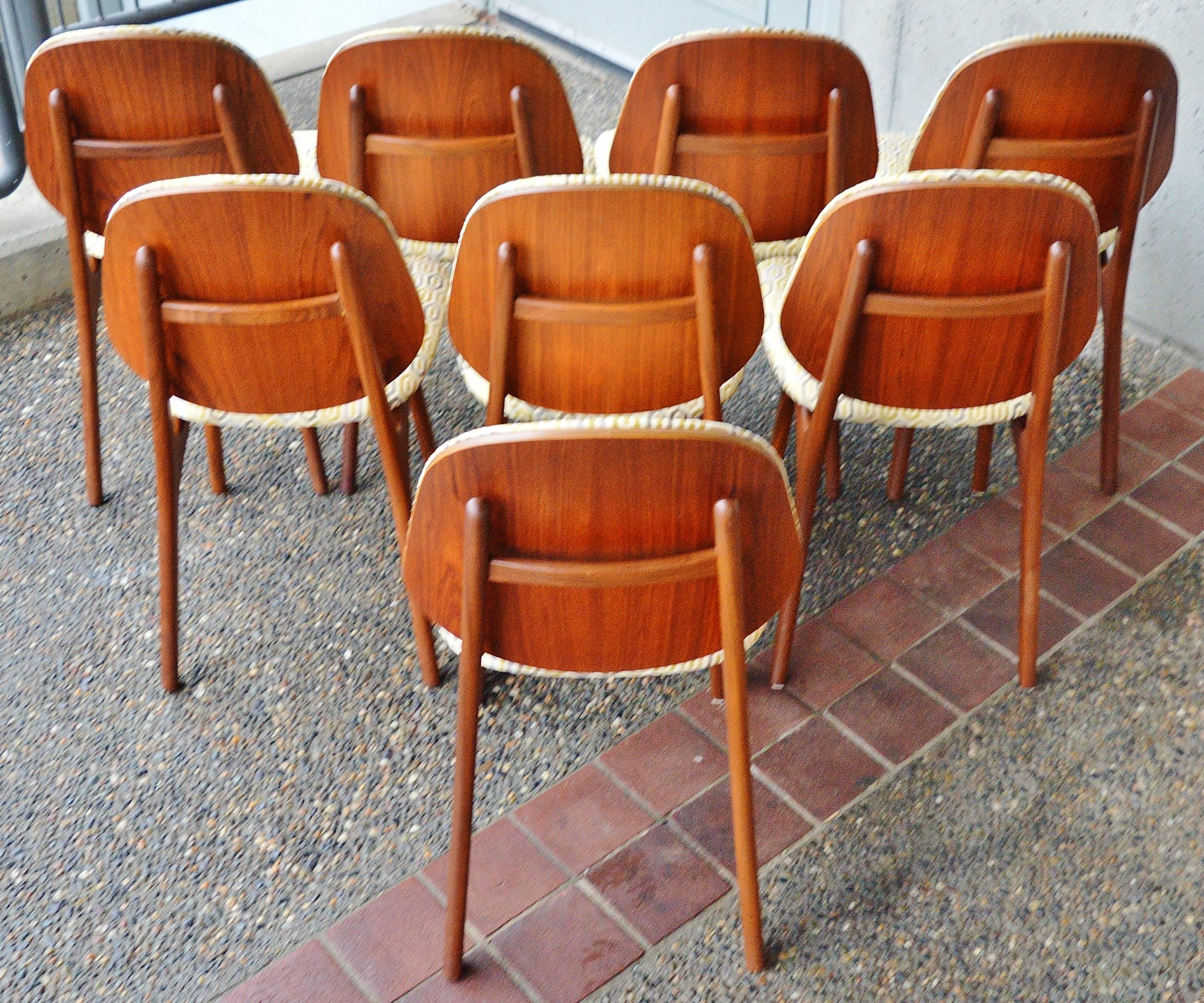 Mid-Century Modern Set of Eight Arne Hovmand-Olsen Teak Dining Chairs