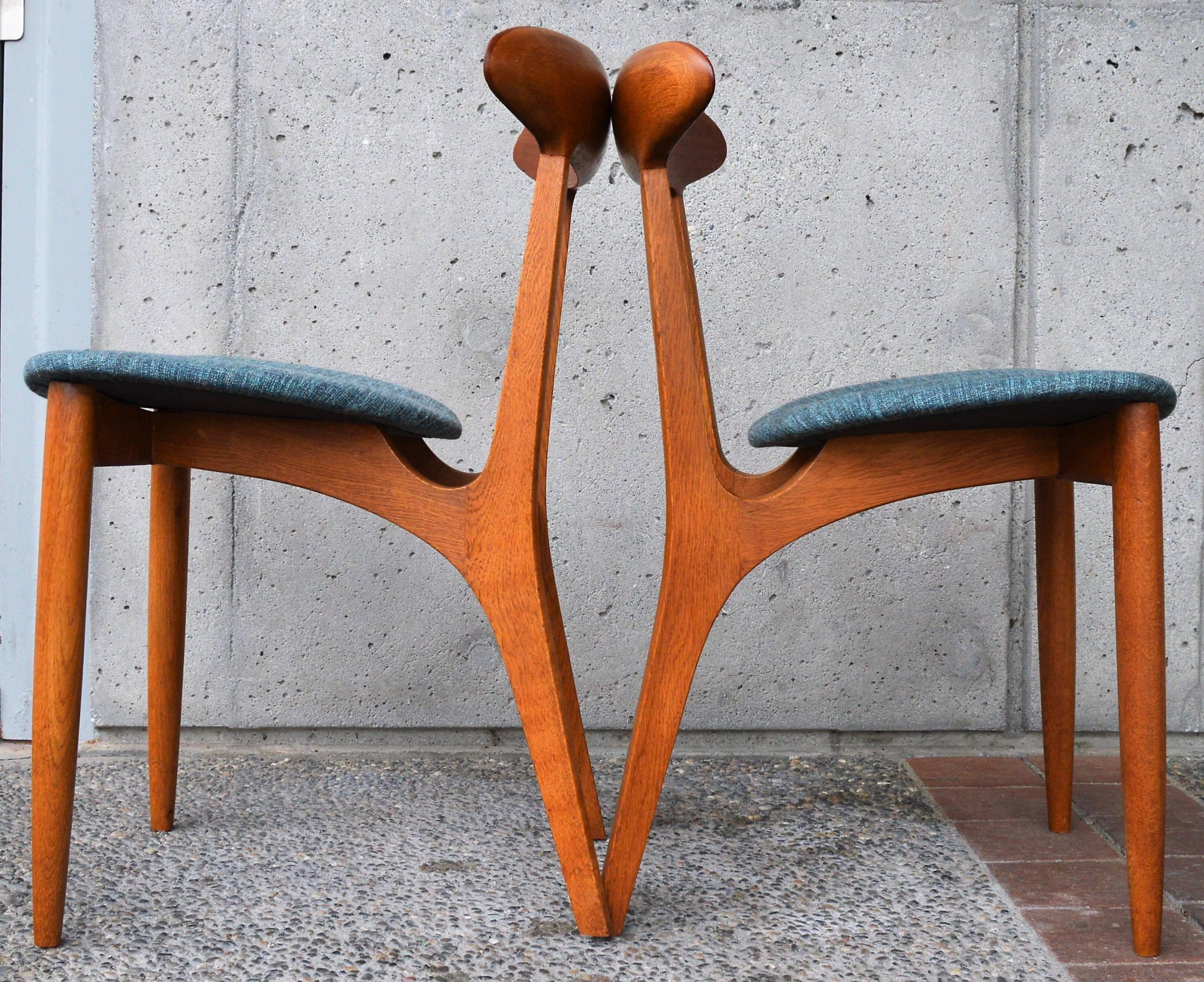 Upholstery Four Dining Chairs by Kurt Ostervig, Danish Modern