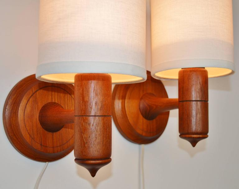Pair of Teak Wall Mount Lights or Sconces, Danish Modern For Sale at 1stdibs