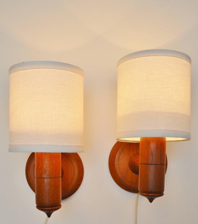 Pair of Teak Wall Mount Lights or Sconces, Danish Modern For Sale at 1stdibs