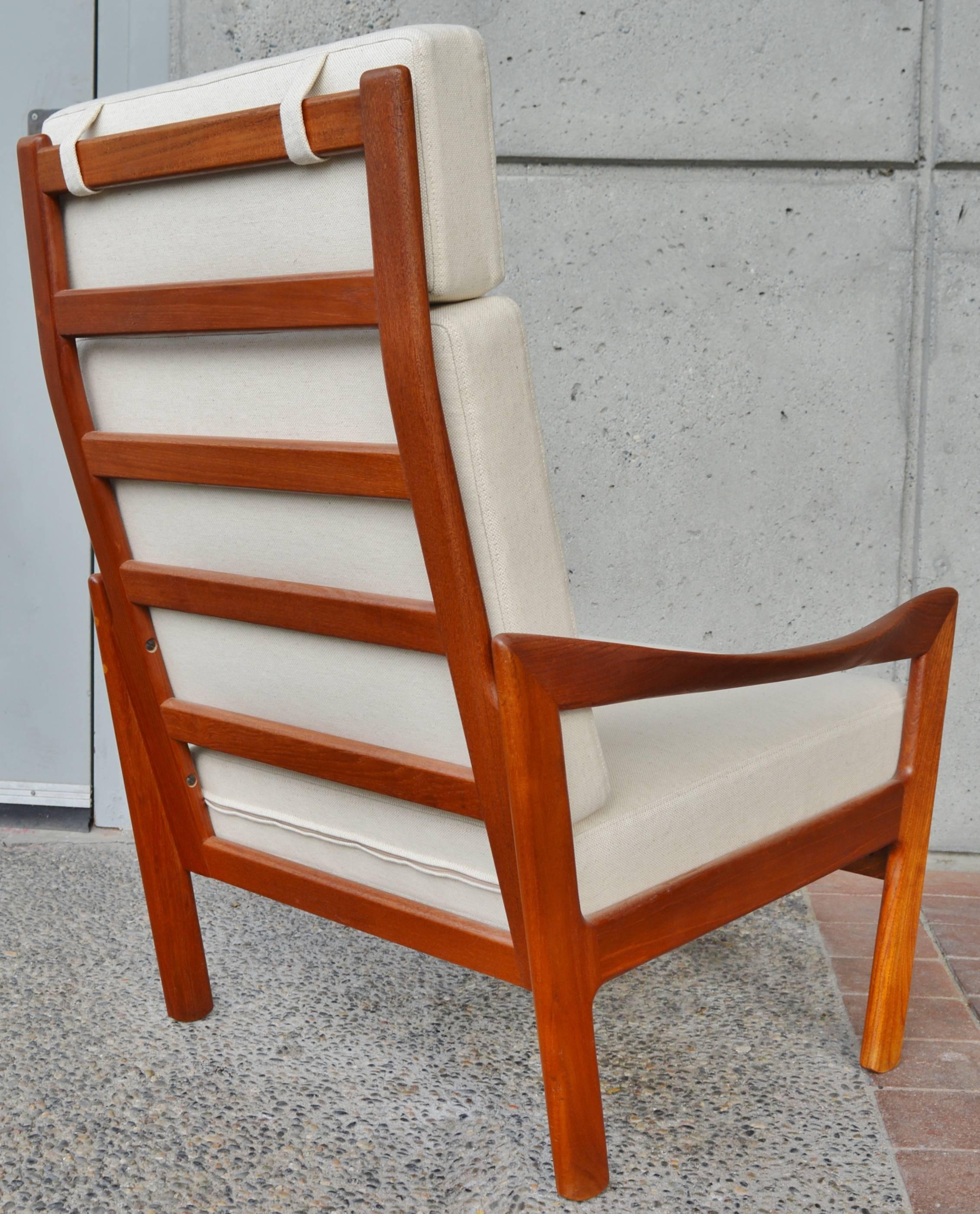 Teak Tall Back Lounge Chair by Illum Wikkelso for Niels Eilersen 1