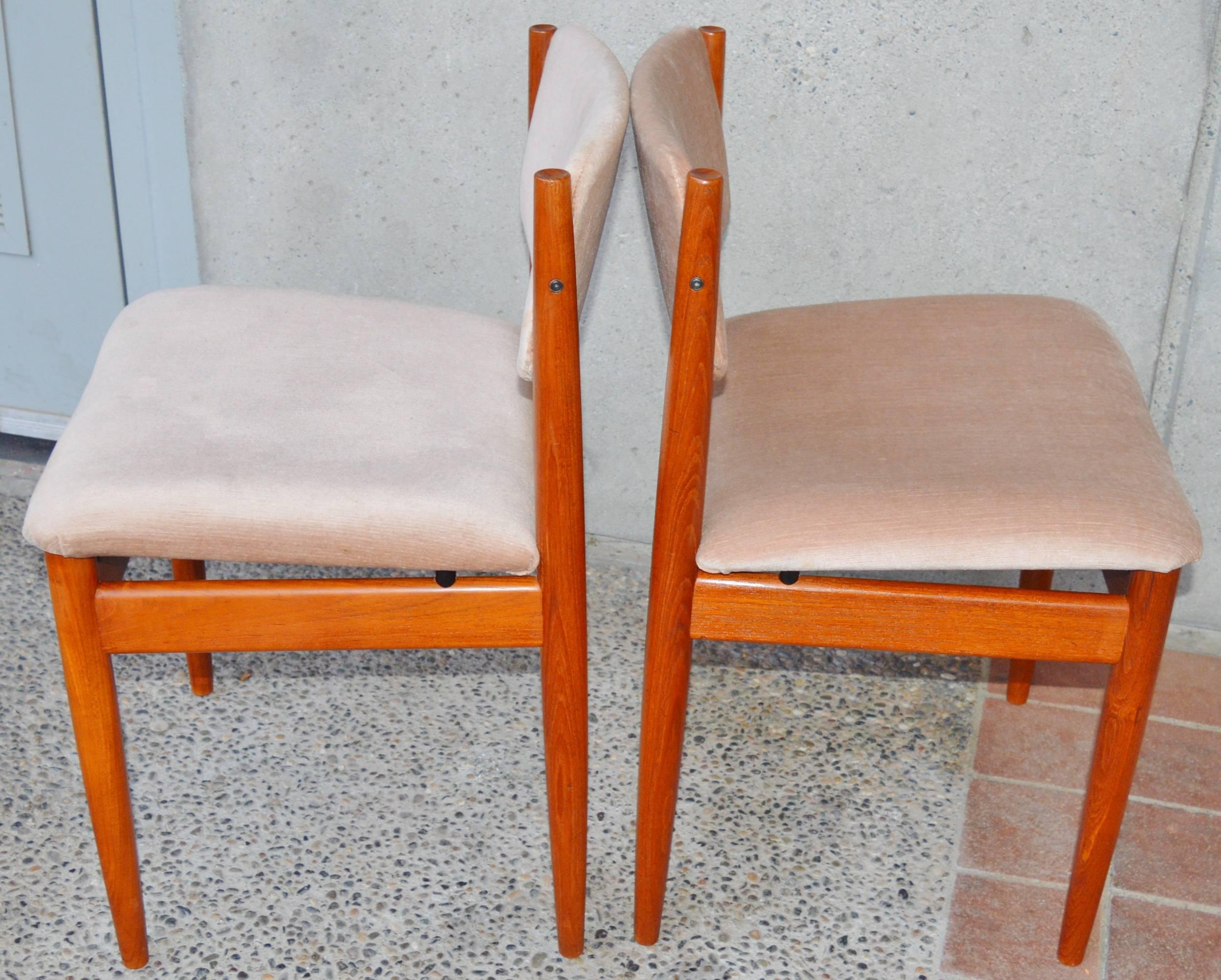 Danish Set Six Teak Finn Juhl Dining Chairs Model 197 For Sale