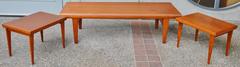 Rare Johannes Andersen Danish Teak Coffee Table and Two Nesting Side Table Set