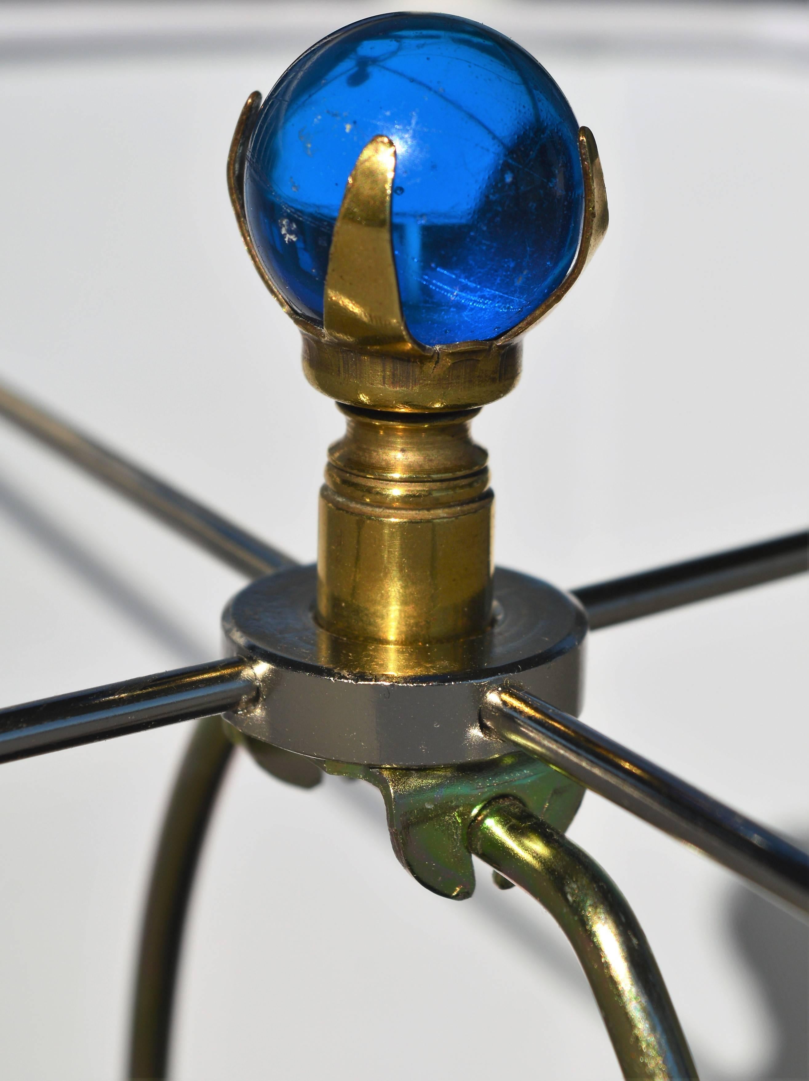 Italian Murano Scalloped Blue Glass Lamp