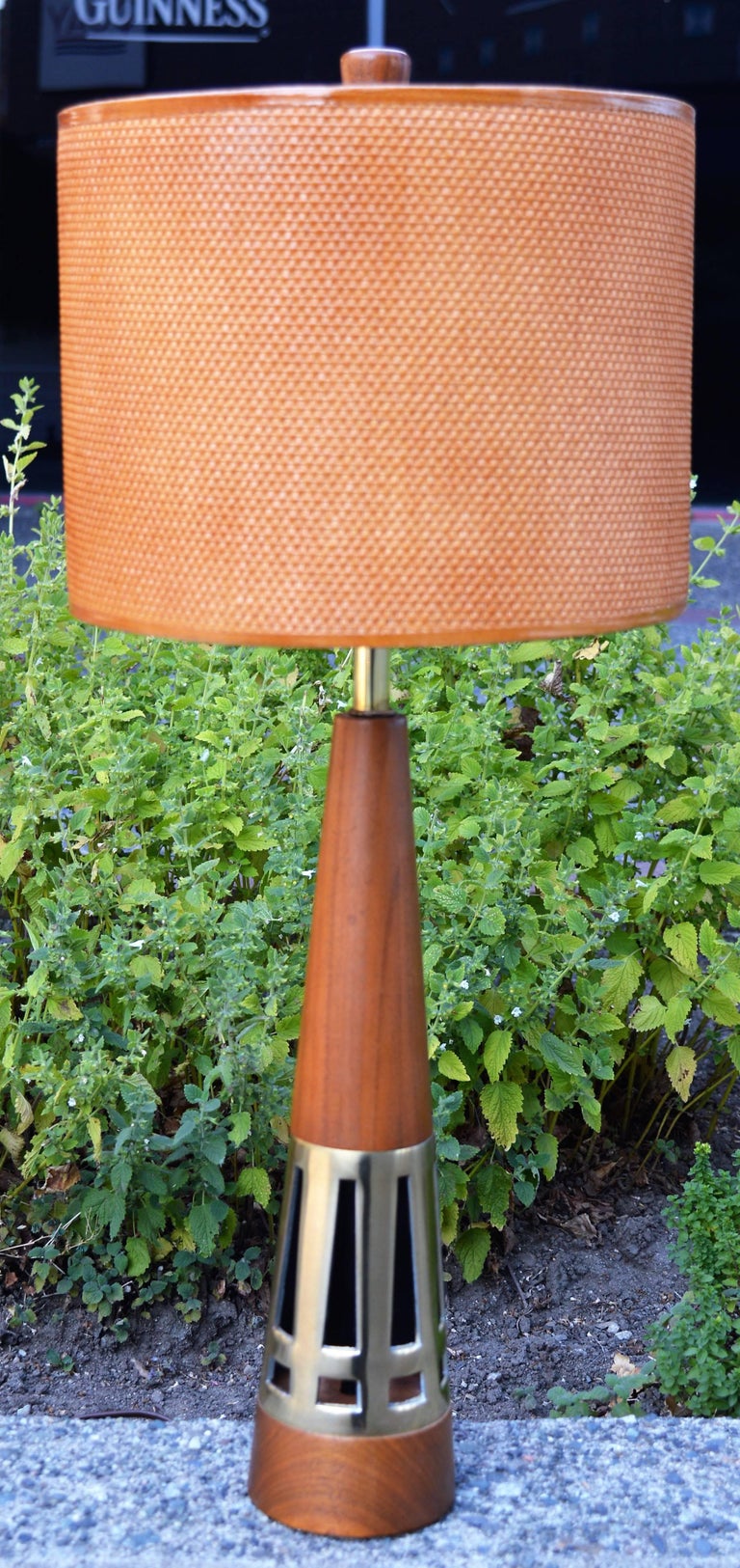 Tony Paul for Westwood Industries Walnut and Brass Lamp with Shade For