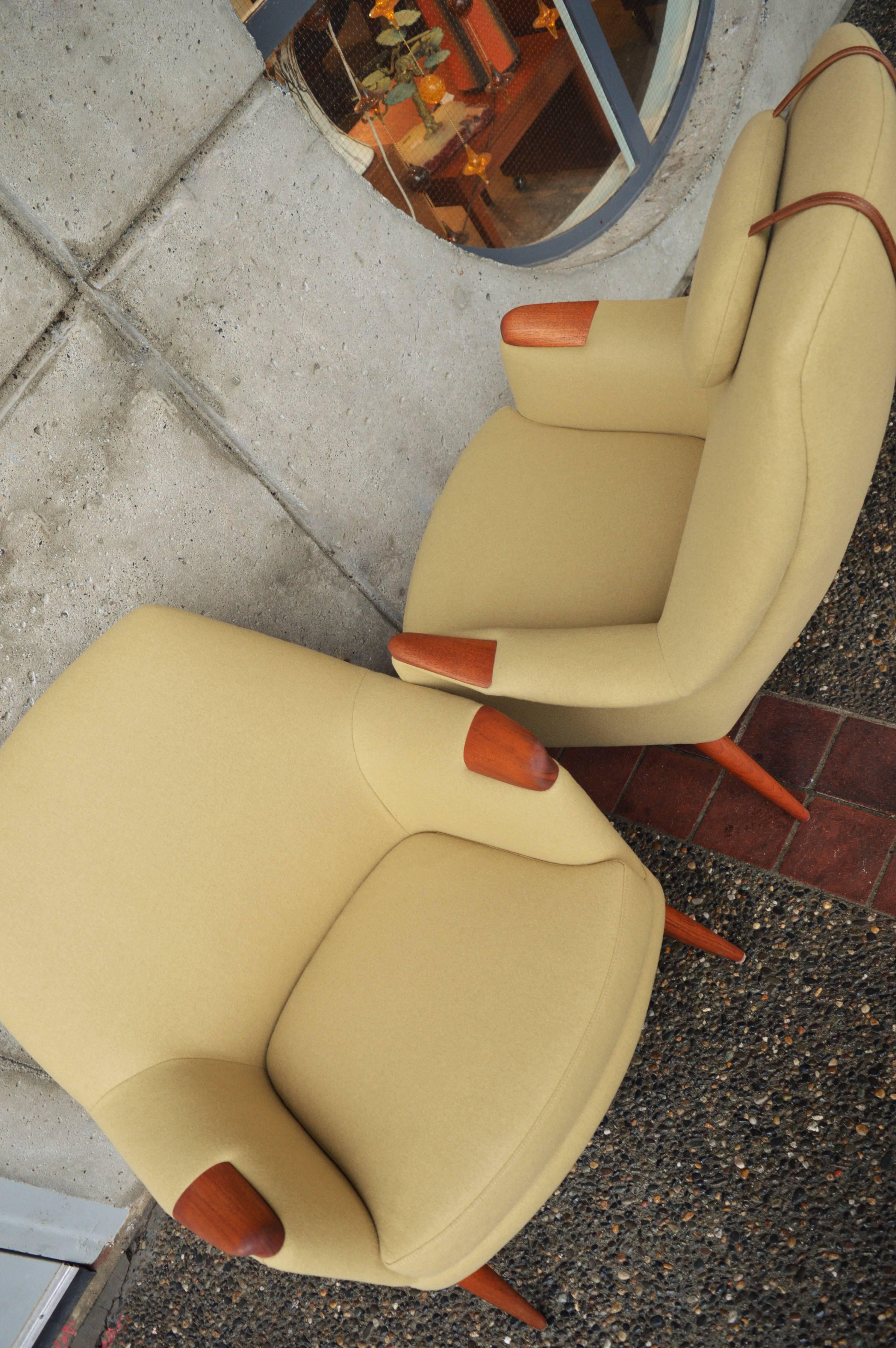 Upholstery Pair of Ingmar Relling for Westnofa Teak Lounge Chairs, Mama/Papa in Camel Wool