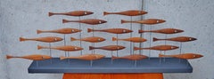 Mid-Century Inspired Fish Sculpture in Vintage Teak and Walnut by Tyler Fritz