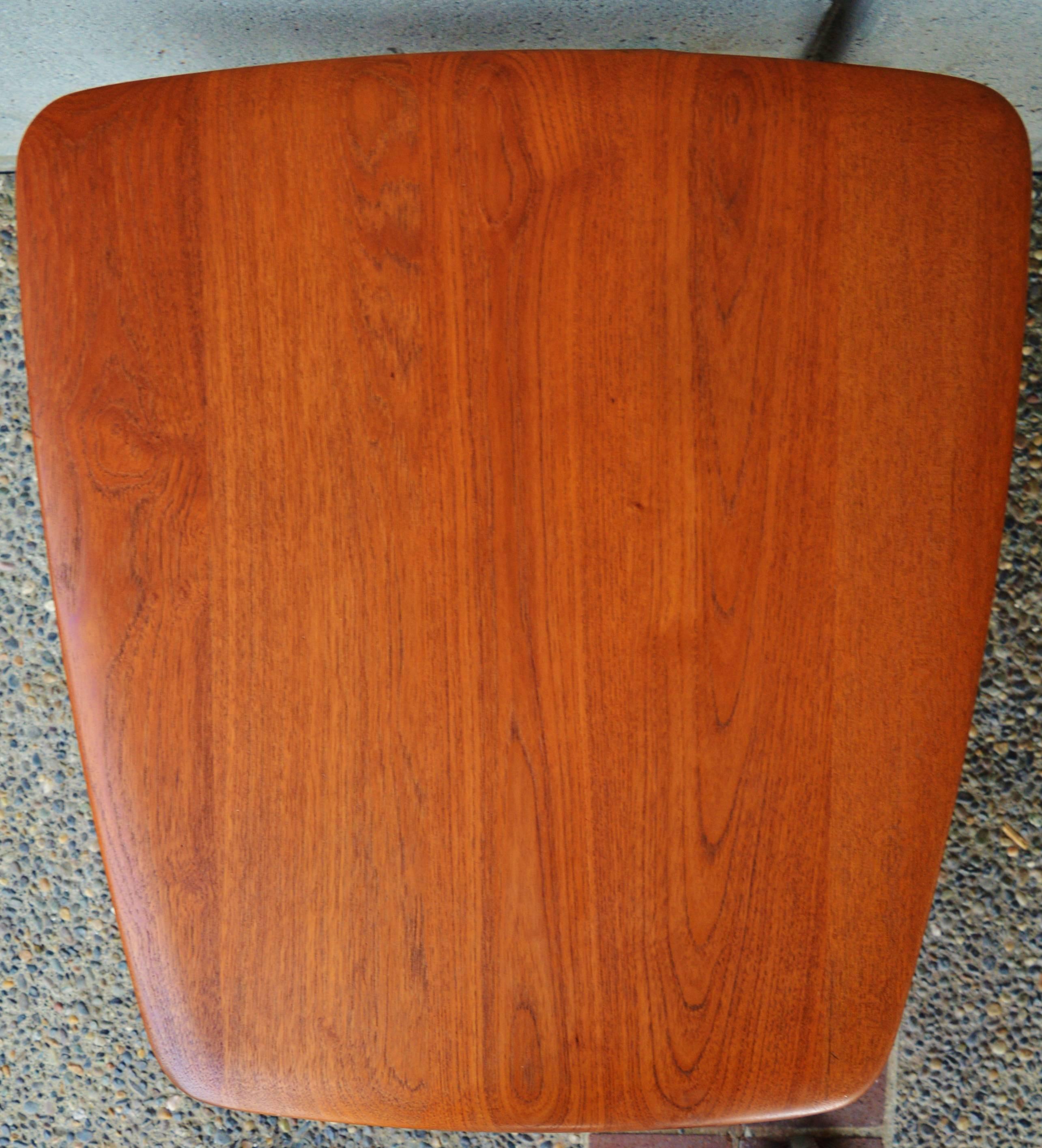 Rare Danish Modern Solid Teak Trapezoidal Side Table by Hvidt & Mølgaard-Nielsen 3