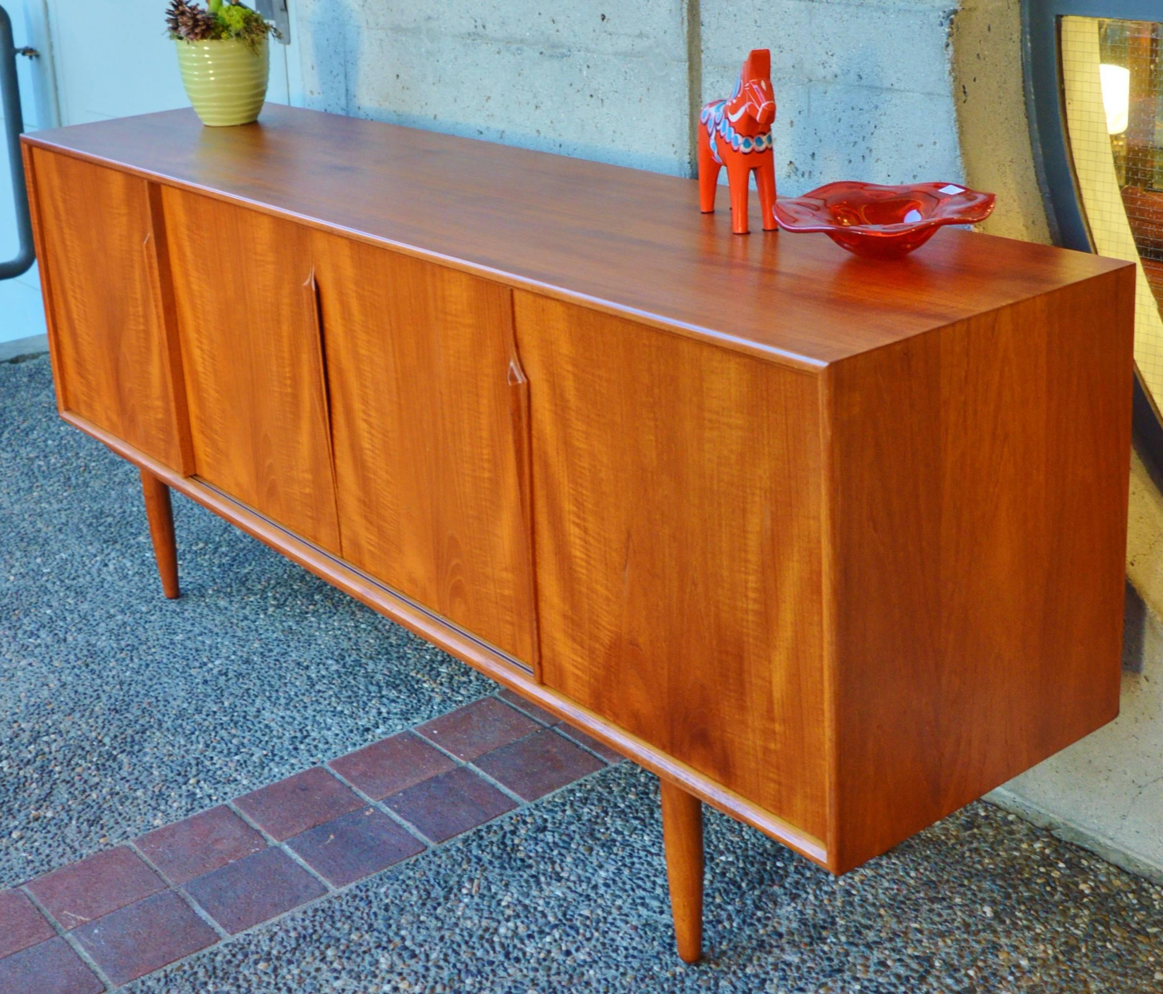 Mid-20th Century Gunni Omann for Axel Christensen Teak Buffet or Credenza with Iconic Door Pulls