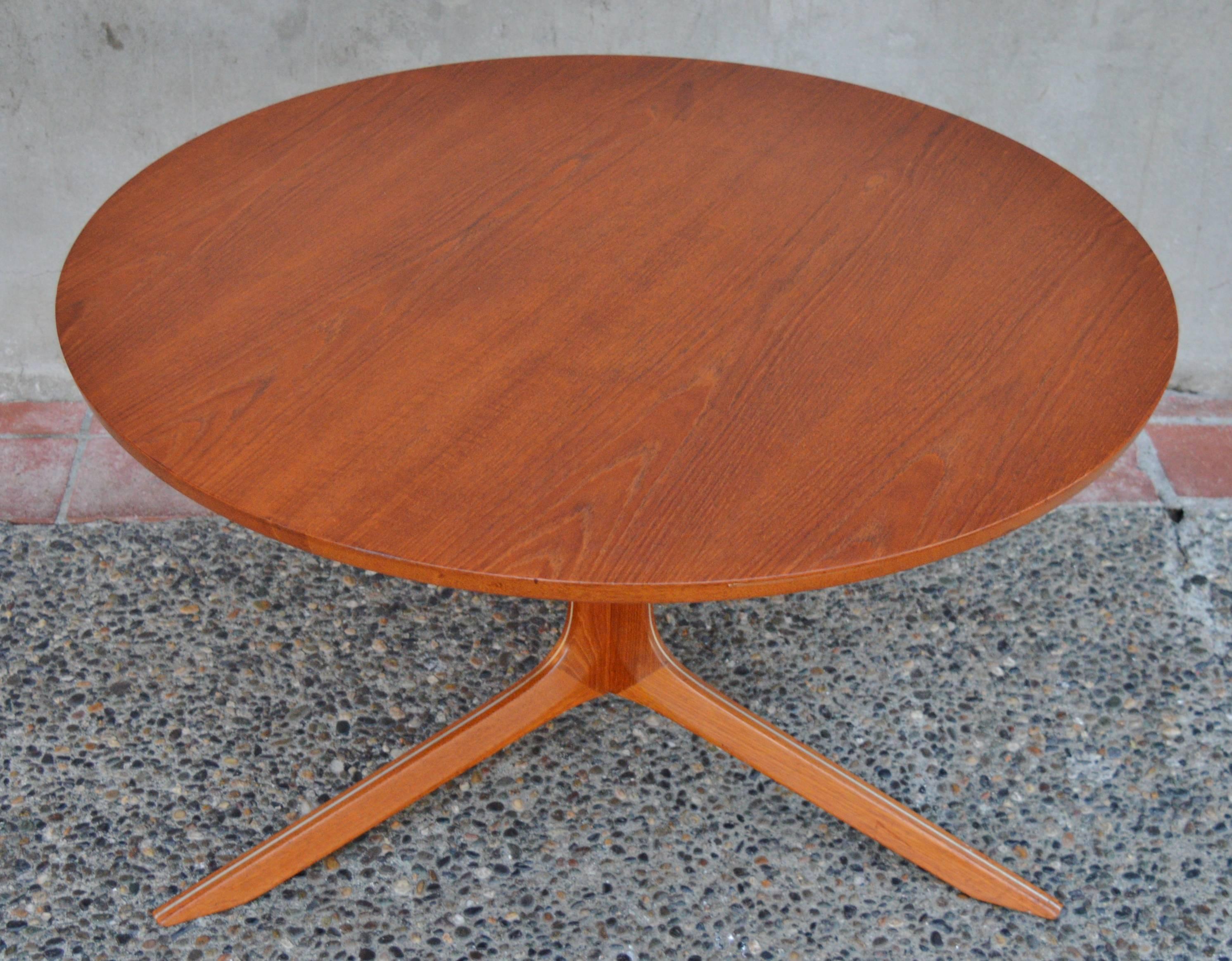 Peter Hvidt & Orla Mølgaard-Nielsen Compact Round Silver Line Teak Coffee Table 1