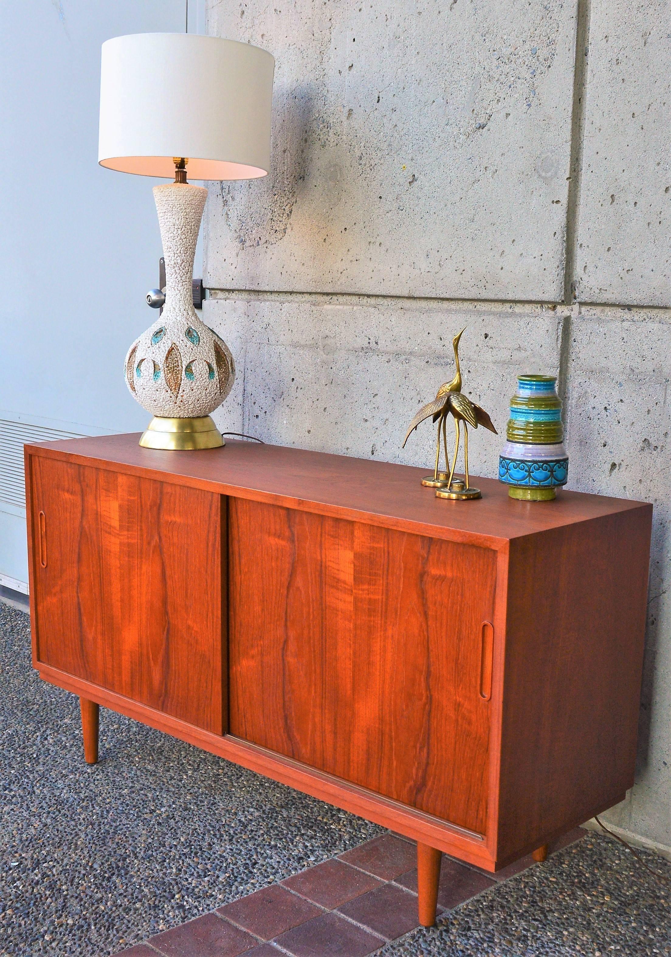 Mid-Century Modern Poul Hundevad All Wood Teak and Birch Compact Credenza or Buffet