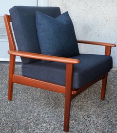Mid-Century Modern Teak Frame Sofa & Lounge Chair in Wool by Svegards Markaryd