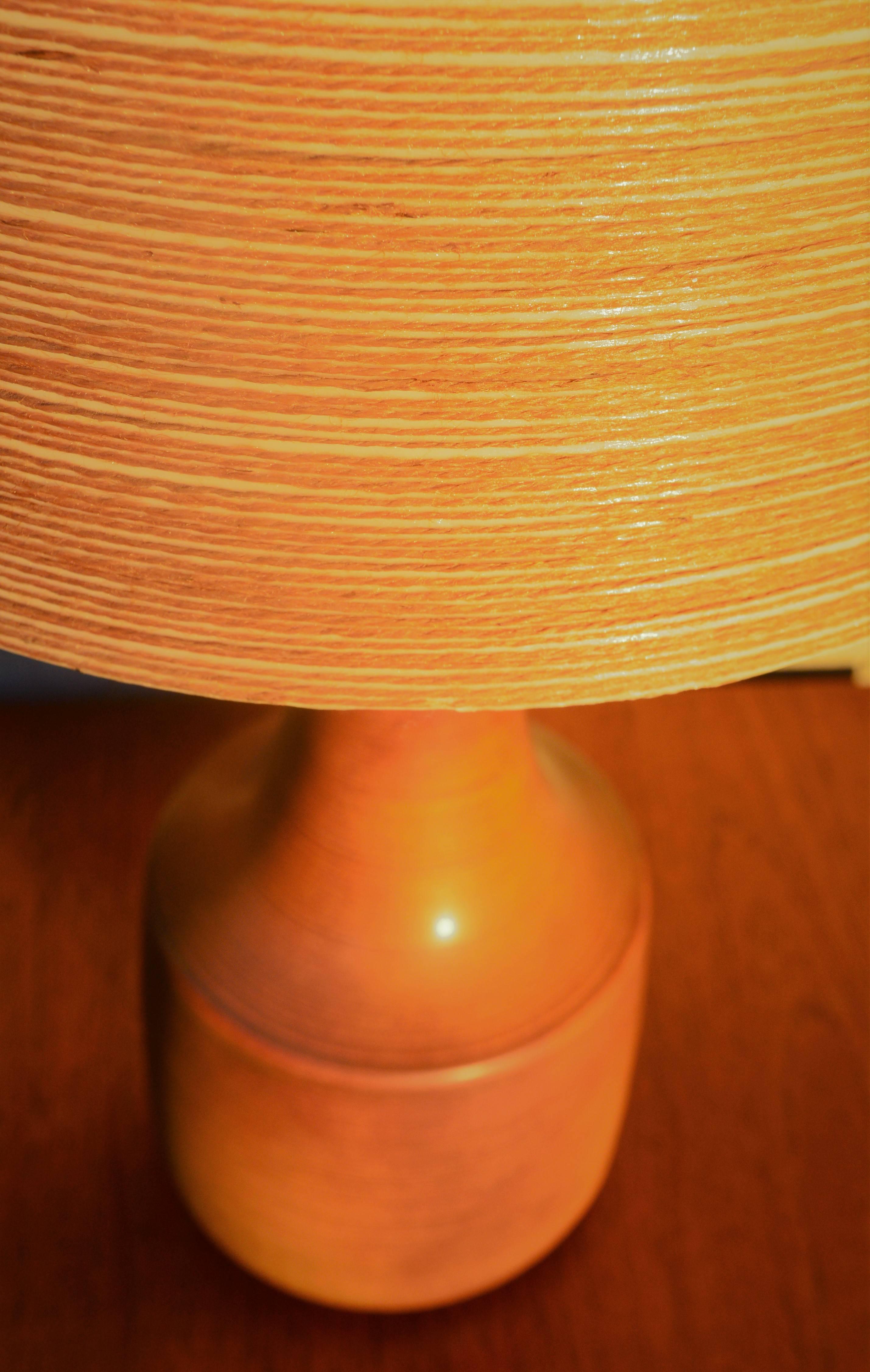 Canadian Early Lotte & Gunnar Bostlund Caramel Ceramic Lamp with Fibreglass Shade For Sale