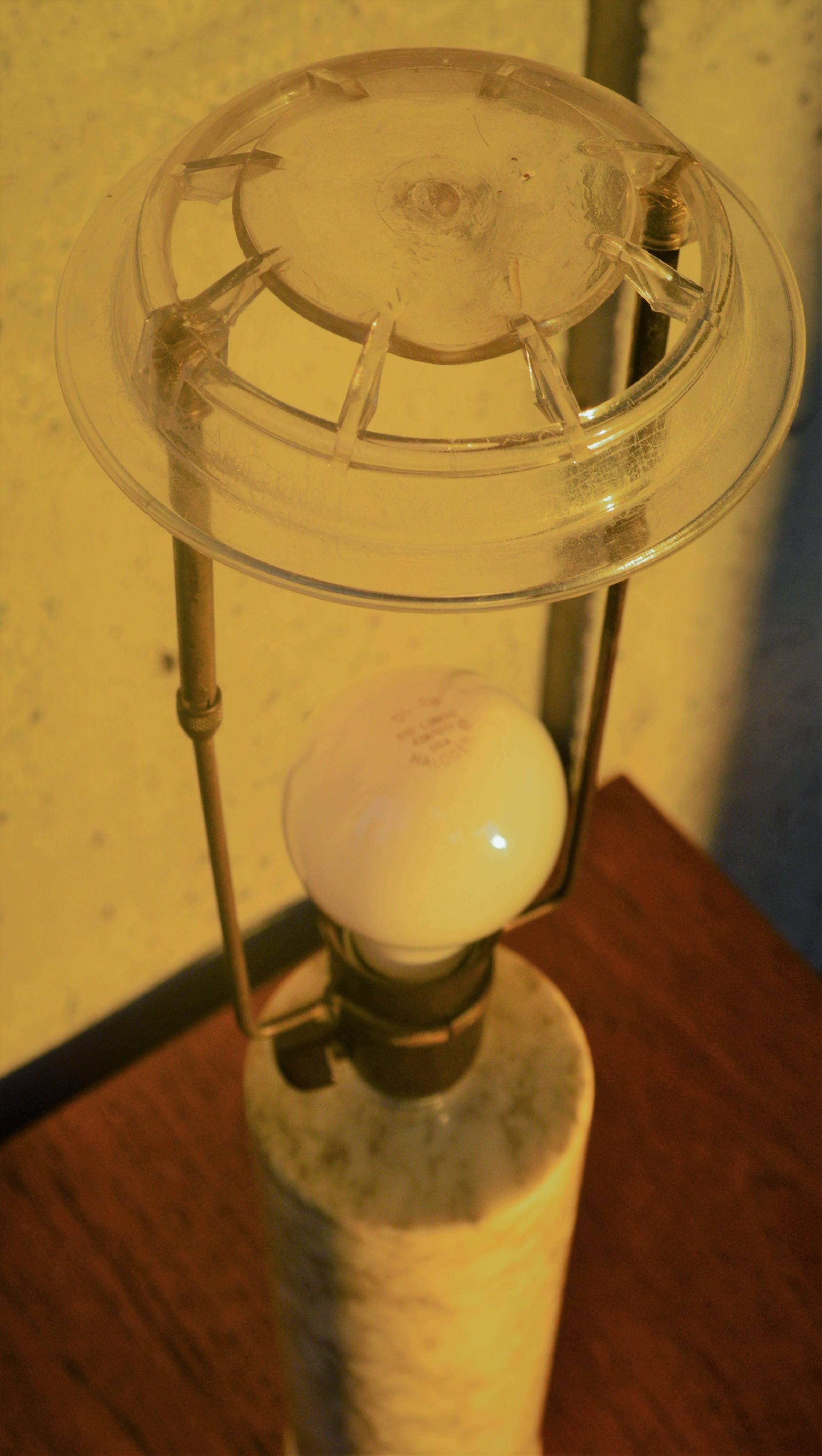 Italian Marble Cylinder Lamp with Silk Barrel Shade, Imported by Holm Sorensen In Excellent Condition For Sale In New Westminster, British Columbia
