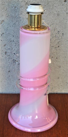 Pink and White Swirl Art Glass Lamp by Studio Ahus, Sweden, 1985