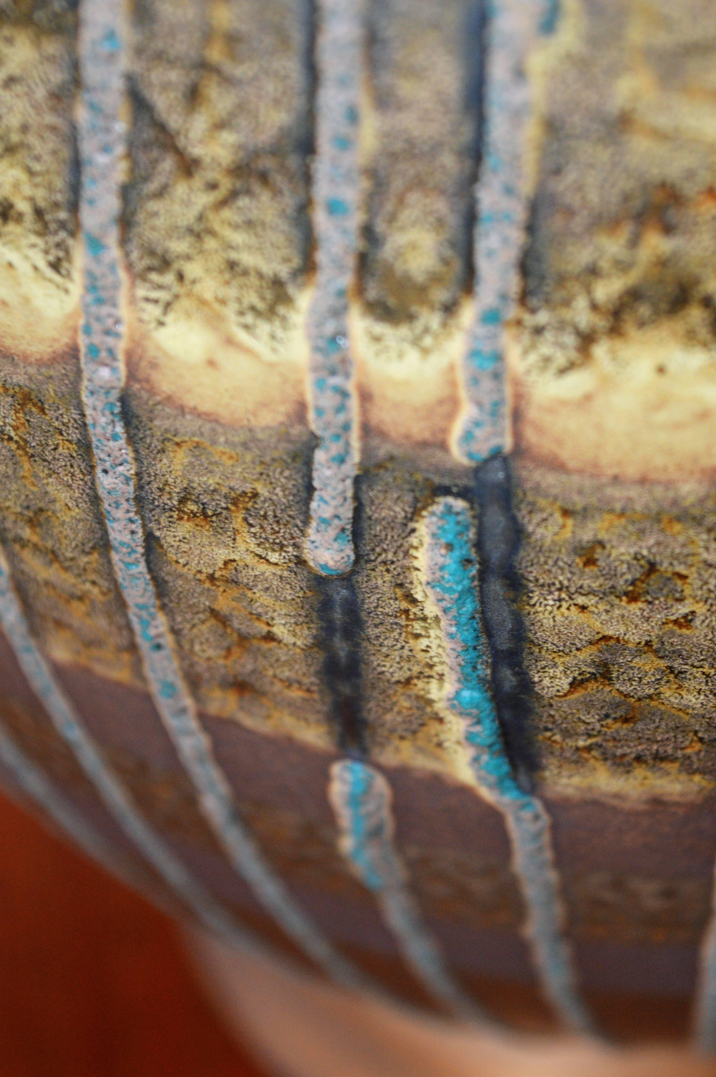 Large Impact Midcentury Ceramic Lamp in Gold or Turquoise In Excellent Condition For Sale In New Westminster, British Columbia