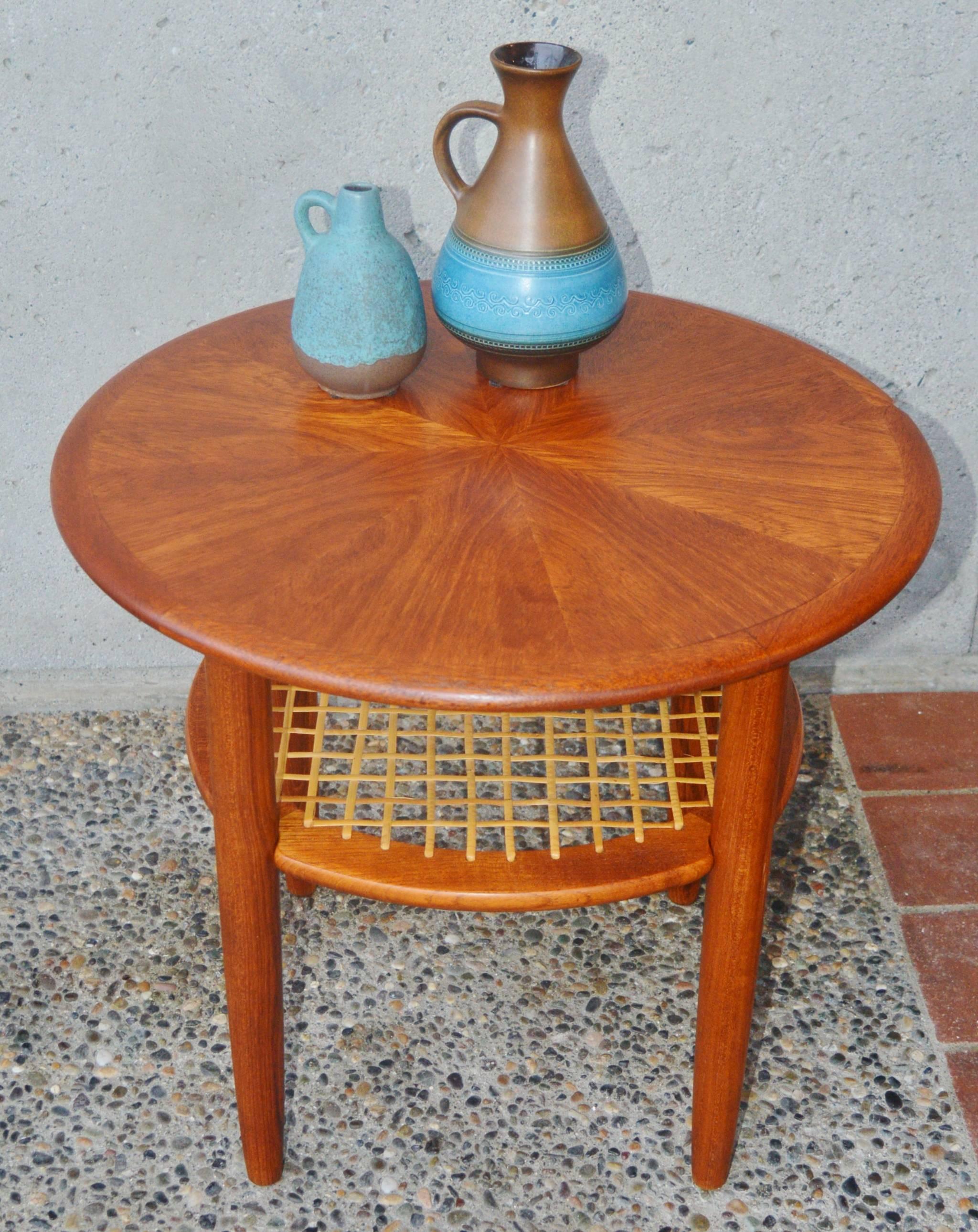 caned side table