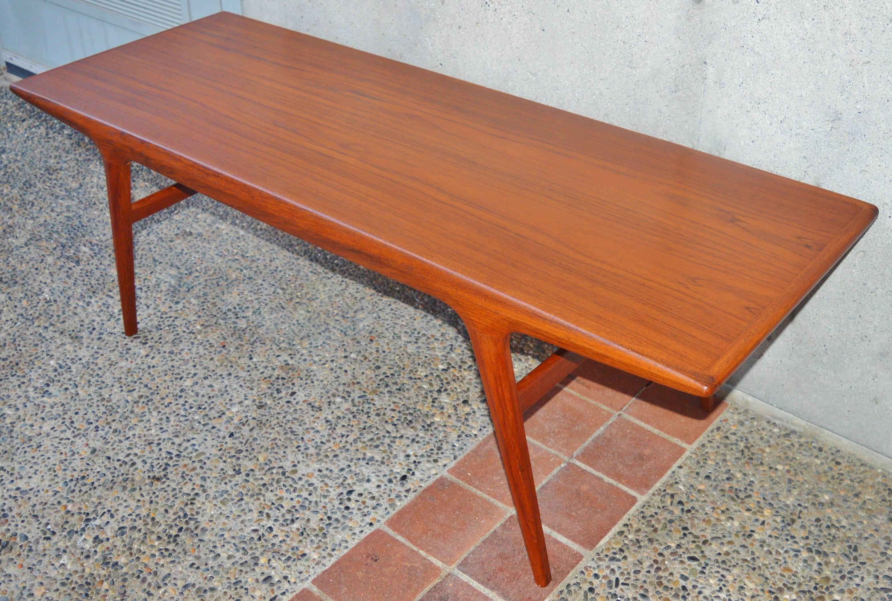 Johannes Andersen Danish Modern Teak Splayed Leg Coffee Table 3