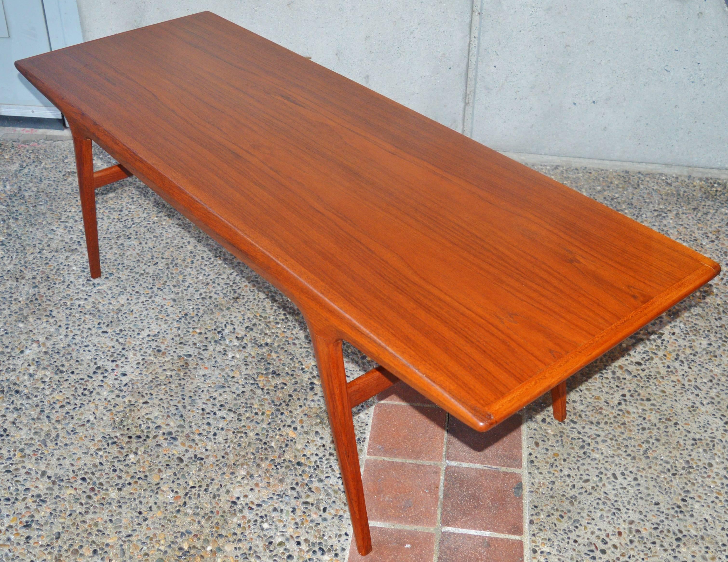 Mid-Century Modern Johannes Andersen Danish Modern Teak Splayed Leg Coffee Table