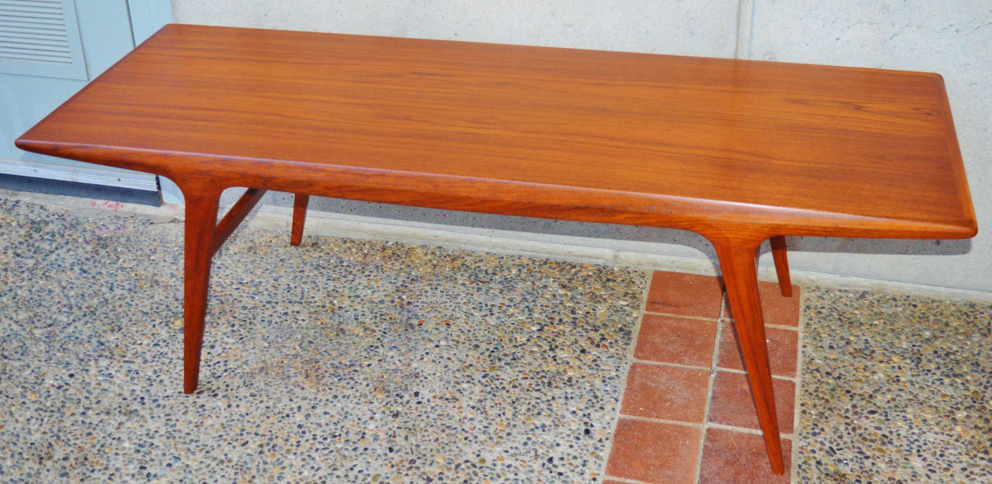 Johannes Andersen Danish Modern Teak Splayed Leg Coffee Table 1