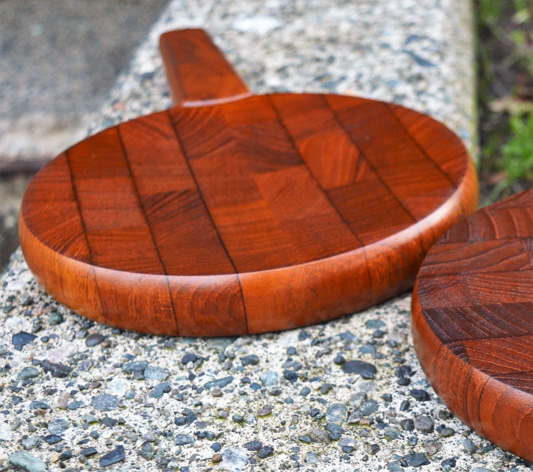 Mid-Century Modern Pair of Jens Quistgaard for Dansk Single Teak Cutting Boards with Hidden Knives For Sale