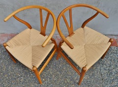 Pair of Hans Wegner Oak Wishbone Chairs for Carl Hansen & Son