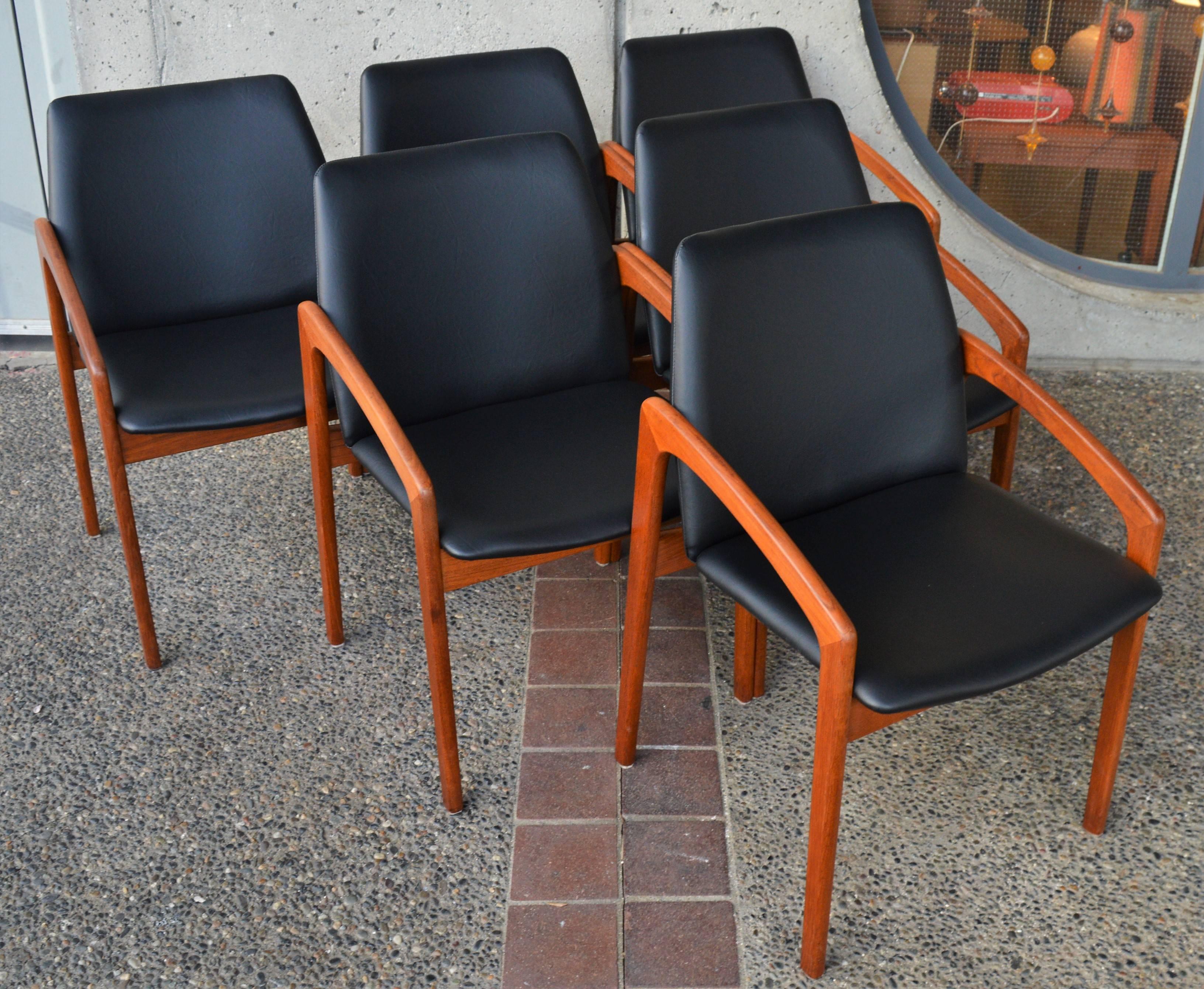 Set of Six Kai Kristiansen Angled Arm Dining or Office Chairs 2