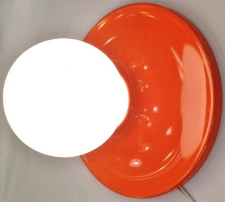 One Orange 1960s Pop Art Metal Wall Sconce in the Style of Gino Sarfatti at 1stdibs