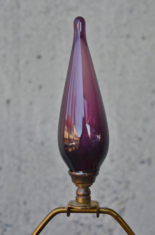 Blenko Amethyst Handblown Glass Lamp with Finial For Sale at 1stDibs