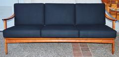 Sculptural Teak Frame Sofa New Black Wool