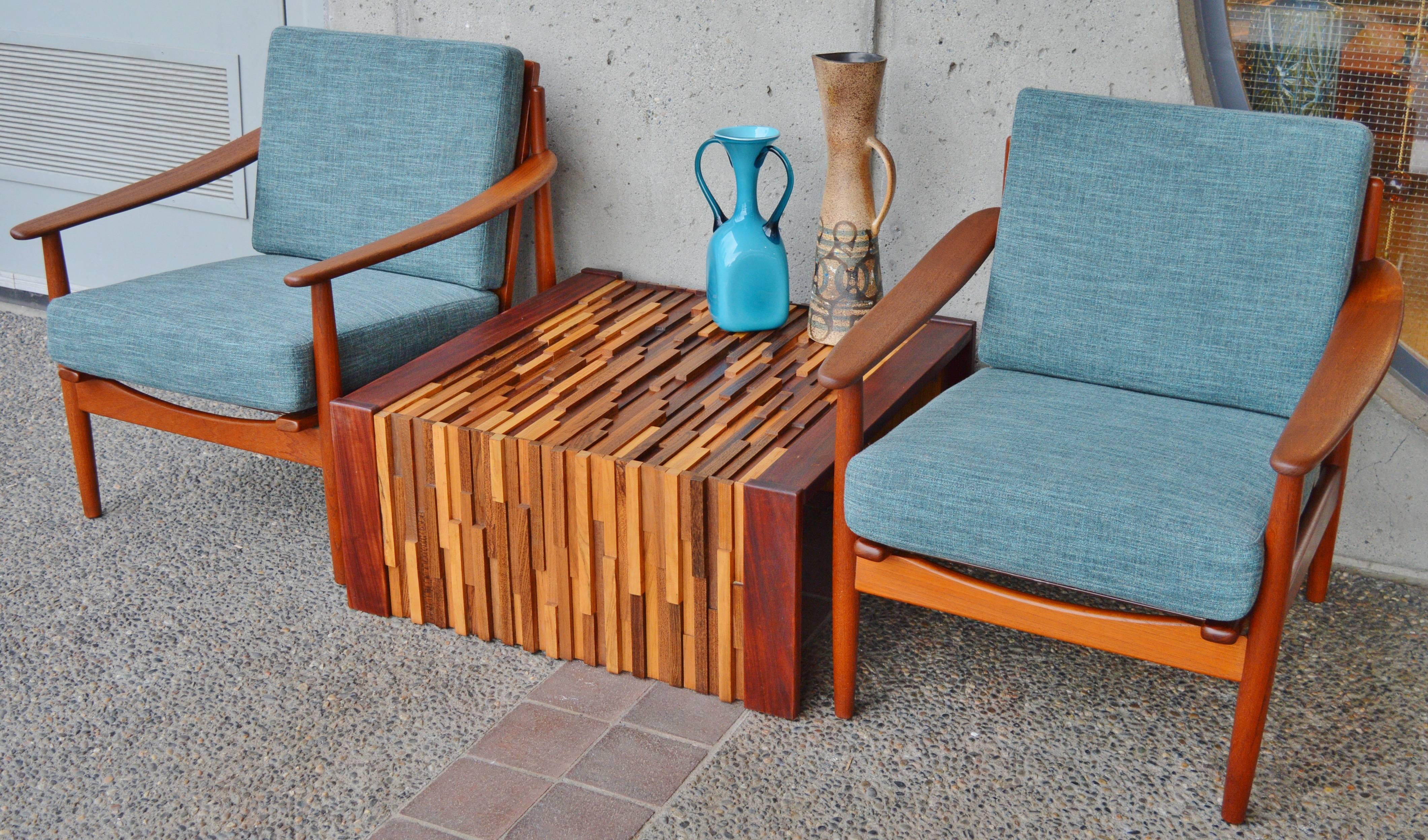 Percival Lafer Brutalist Solid Exotic Hardwood Mosaic Coffee Table In Excellent Condition In New Westminster, British Columbia