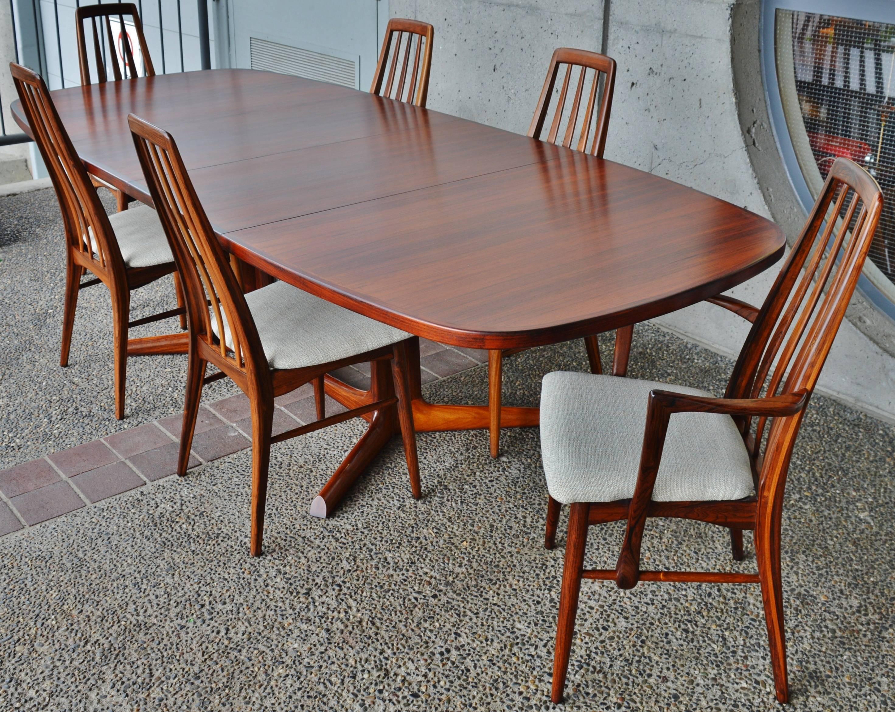 Impeccable Rosewood Moller Dining Table and Six Koefoeds Eva Chairs, Danish 3