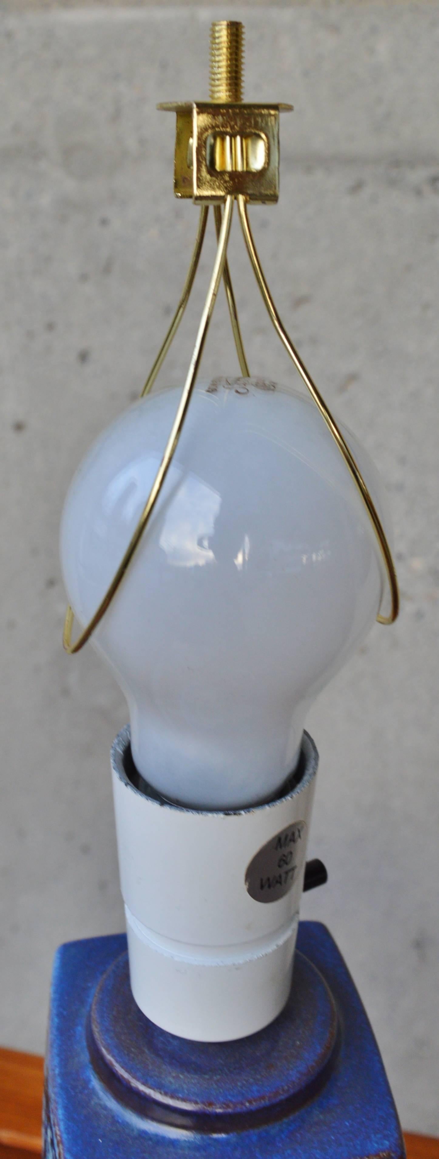 Aldo Londi BItossi Ceramic Lamp in Brown and Blue 2