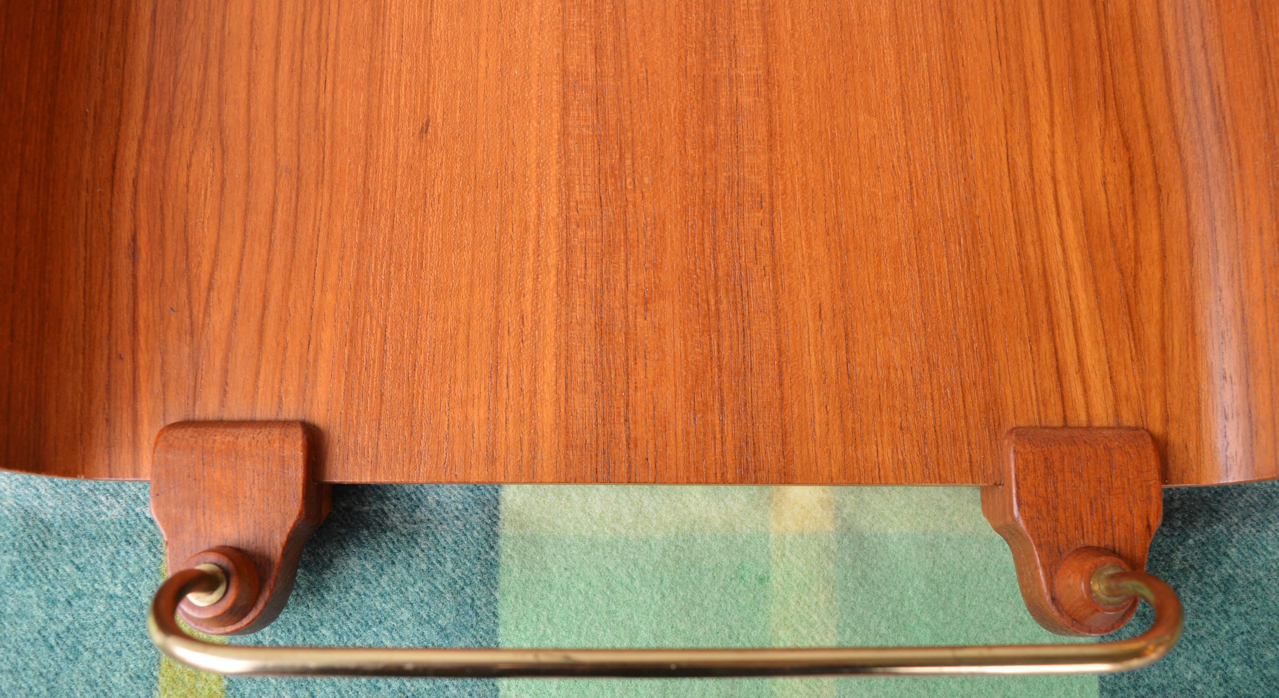 Large Bentply Teak and Brass Tray For Sale 2