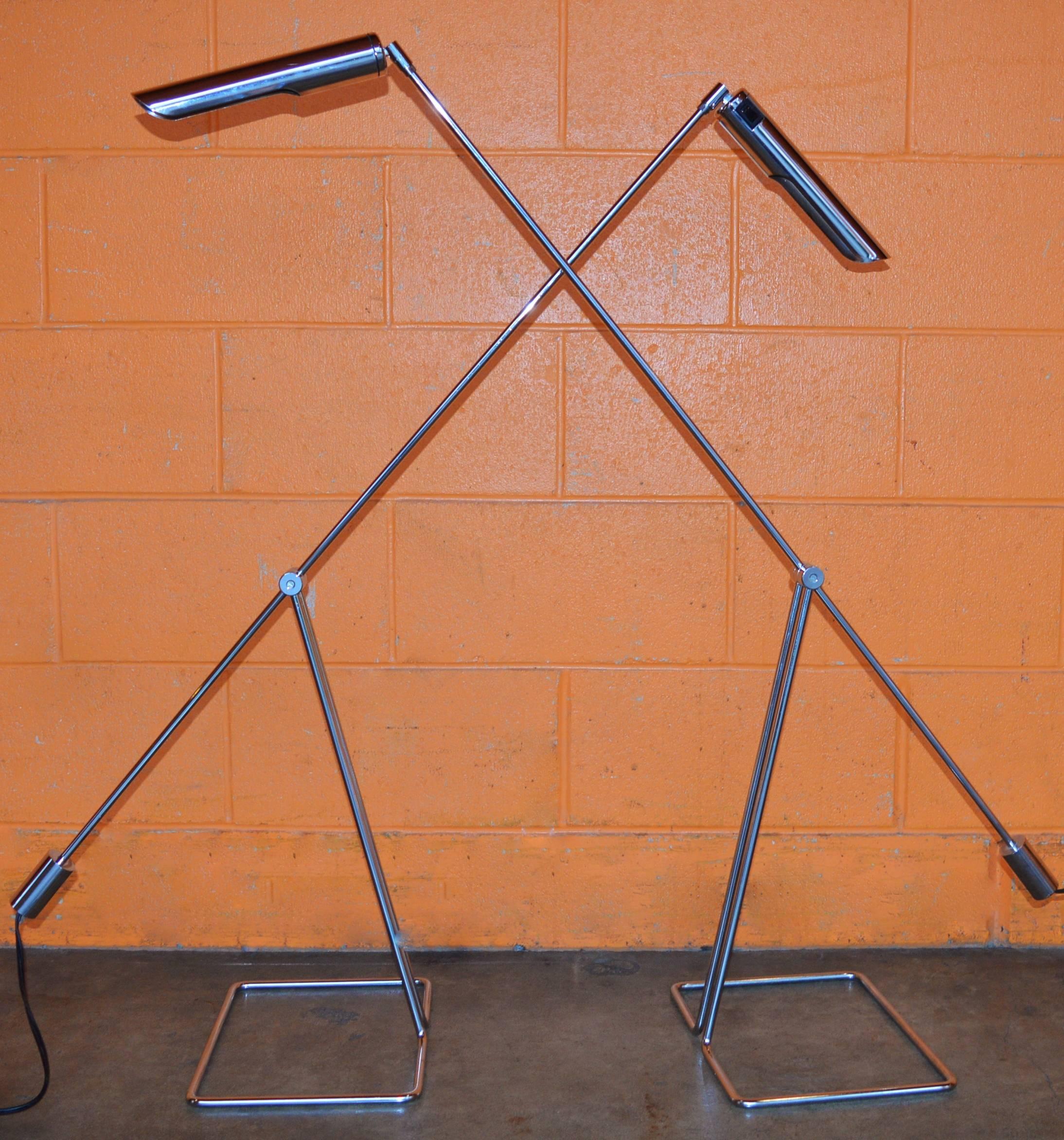 Mid-Century Modern Pair of Abo Randers Chrome Floor Lamps For Sale