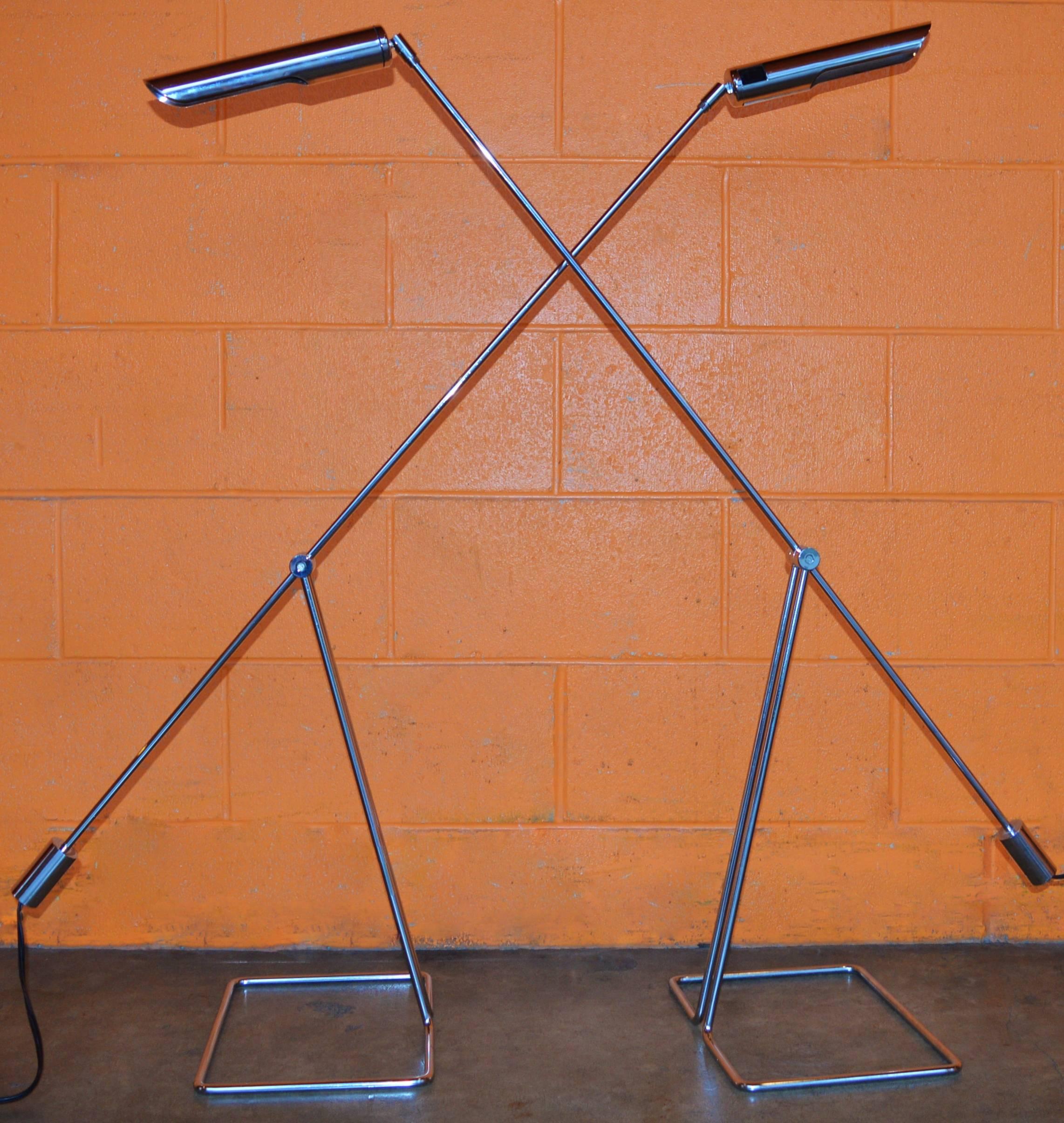 Danish Pair of Abo Randers Chrome Floor Lamps For Sale