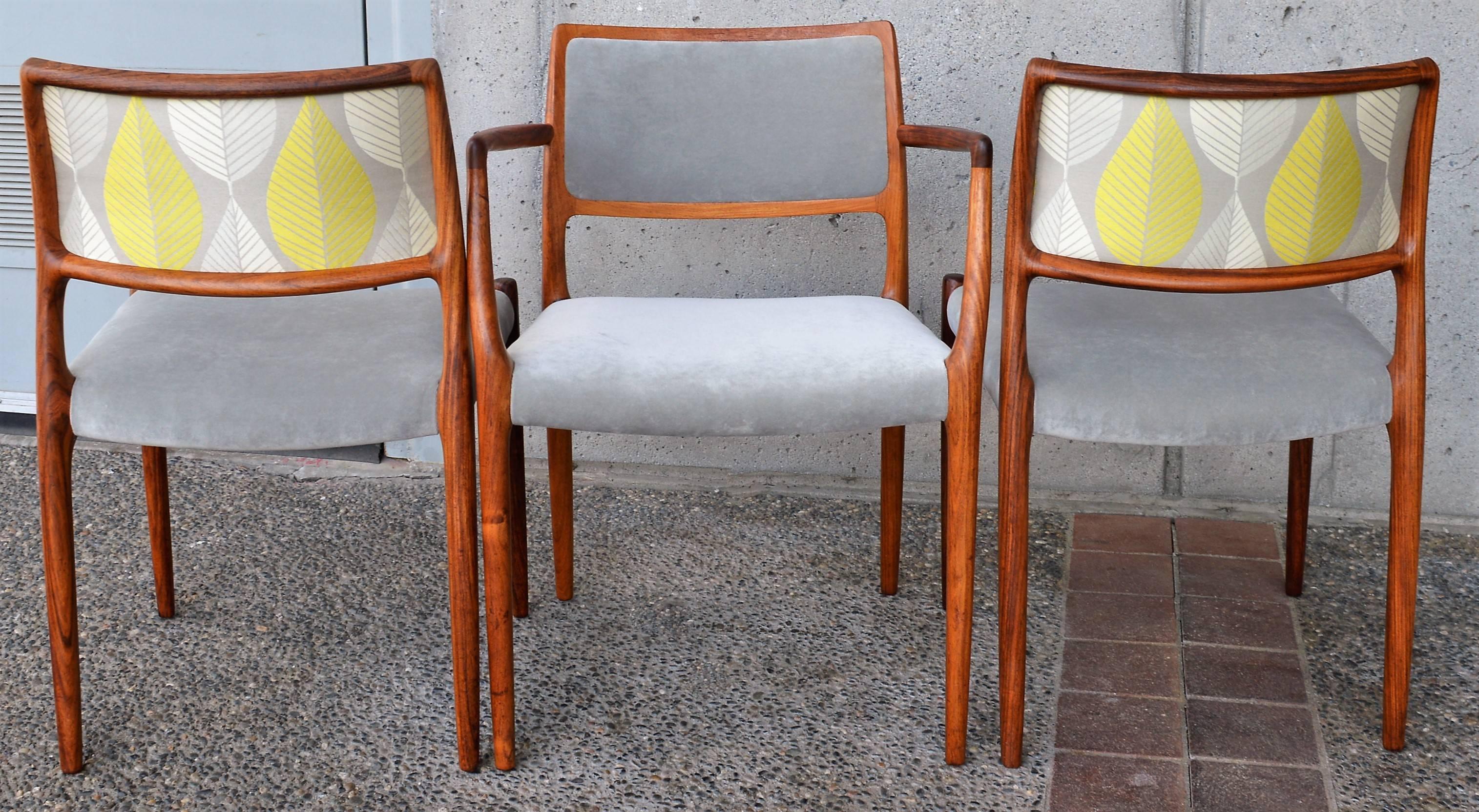 Set of Eight Niels Otto Møller Rosewood Model #80 Dining Chairs 1