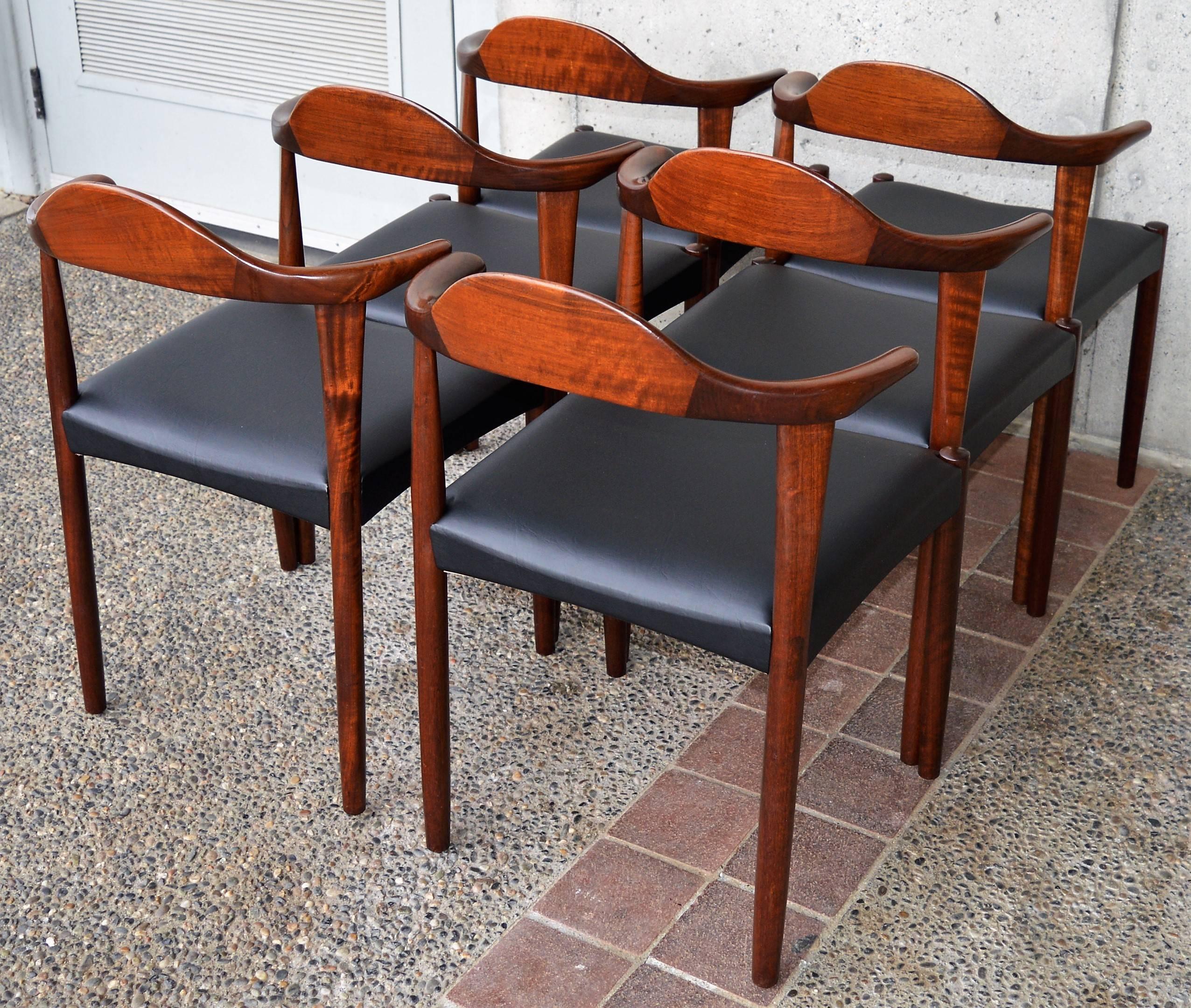 Upholstery Harry Ostergaard Set Six Rosewood Bull Horn Dining Chairs