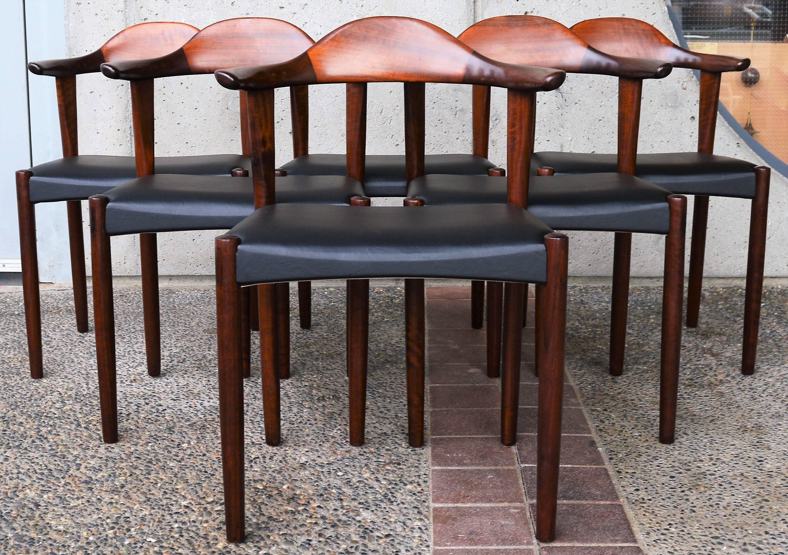 Harry Ostergaard Set Six Rosewood Bull Horn Dining Chairs 2
