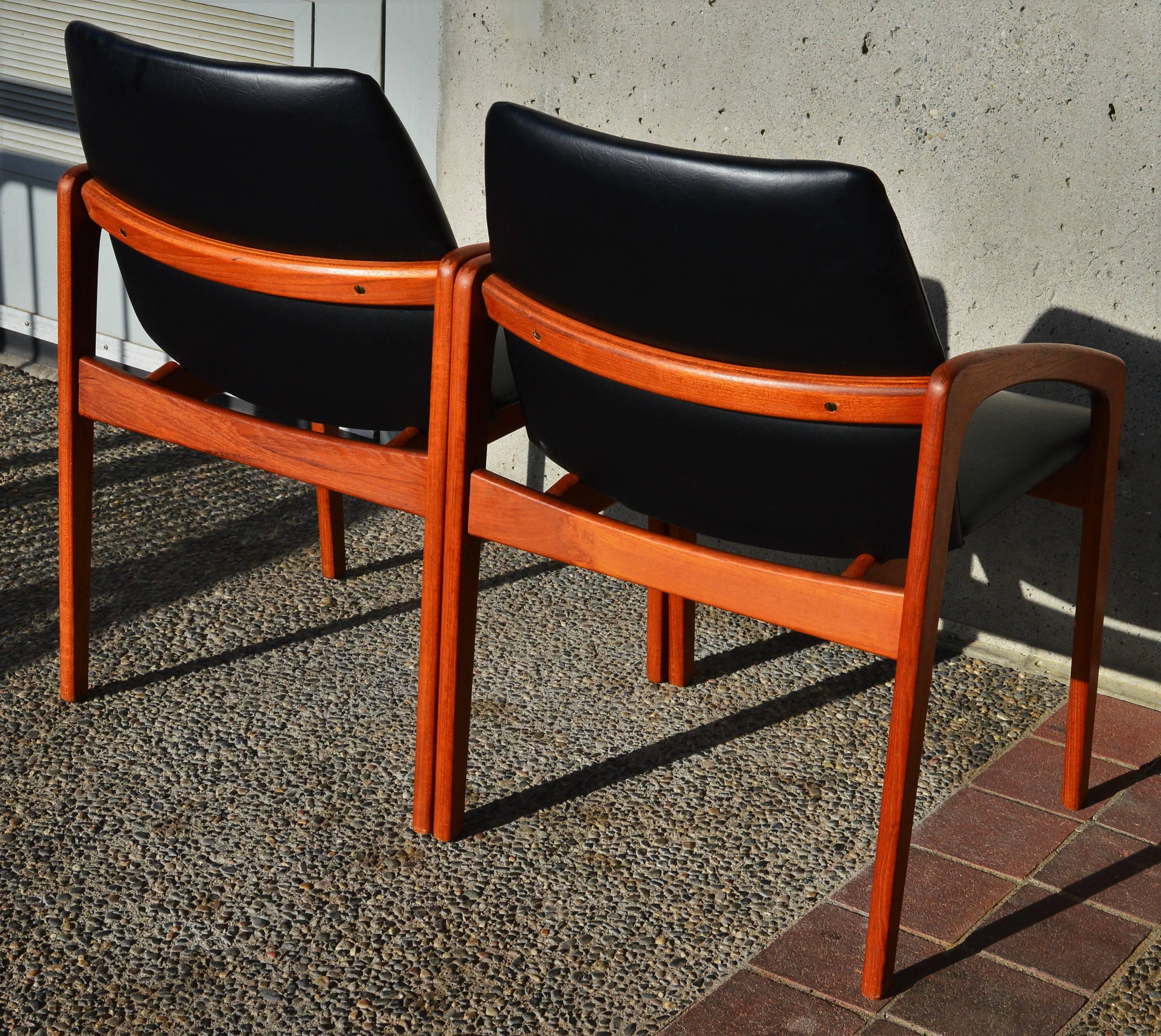 Mid-Century Modern Pair of Kai Kristiansen Teak Carvers or Side Chairs, Danish