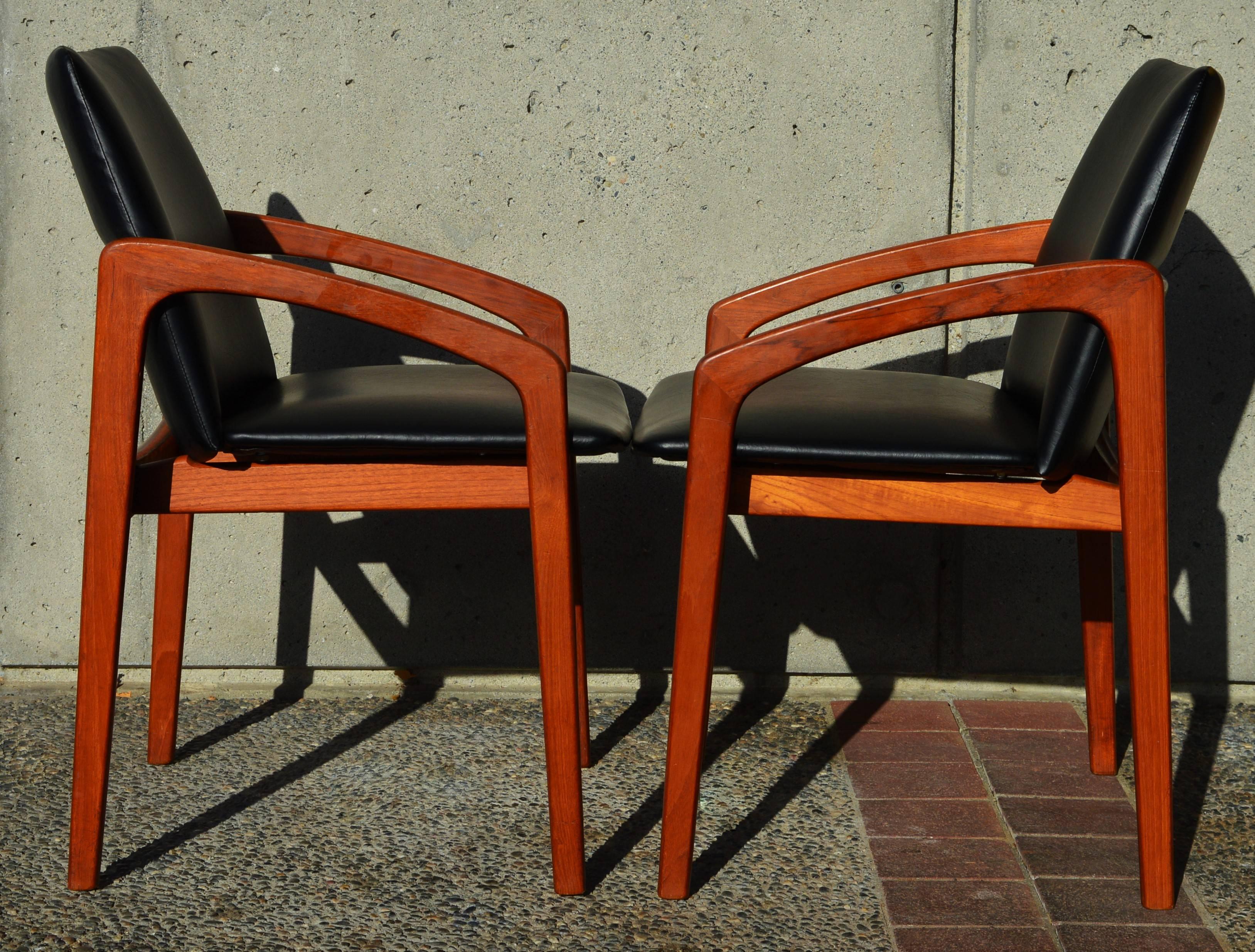 Pair of Kai Kristiansen Teak Carvers or Side Chairs, Danish 2
