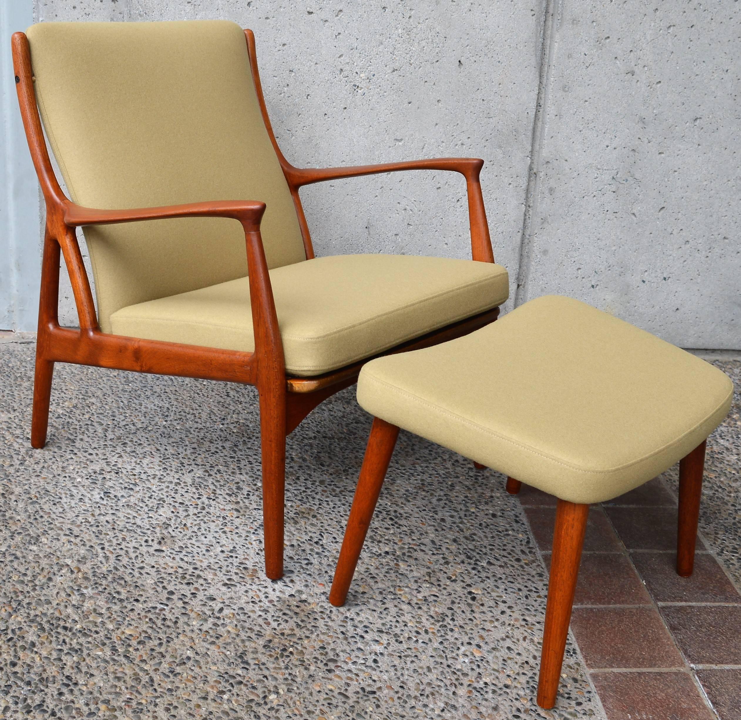 Horsnaes Teak Lounge Chair and Ottoman by Erik Kollig Andersen & Palle Pederse 1