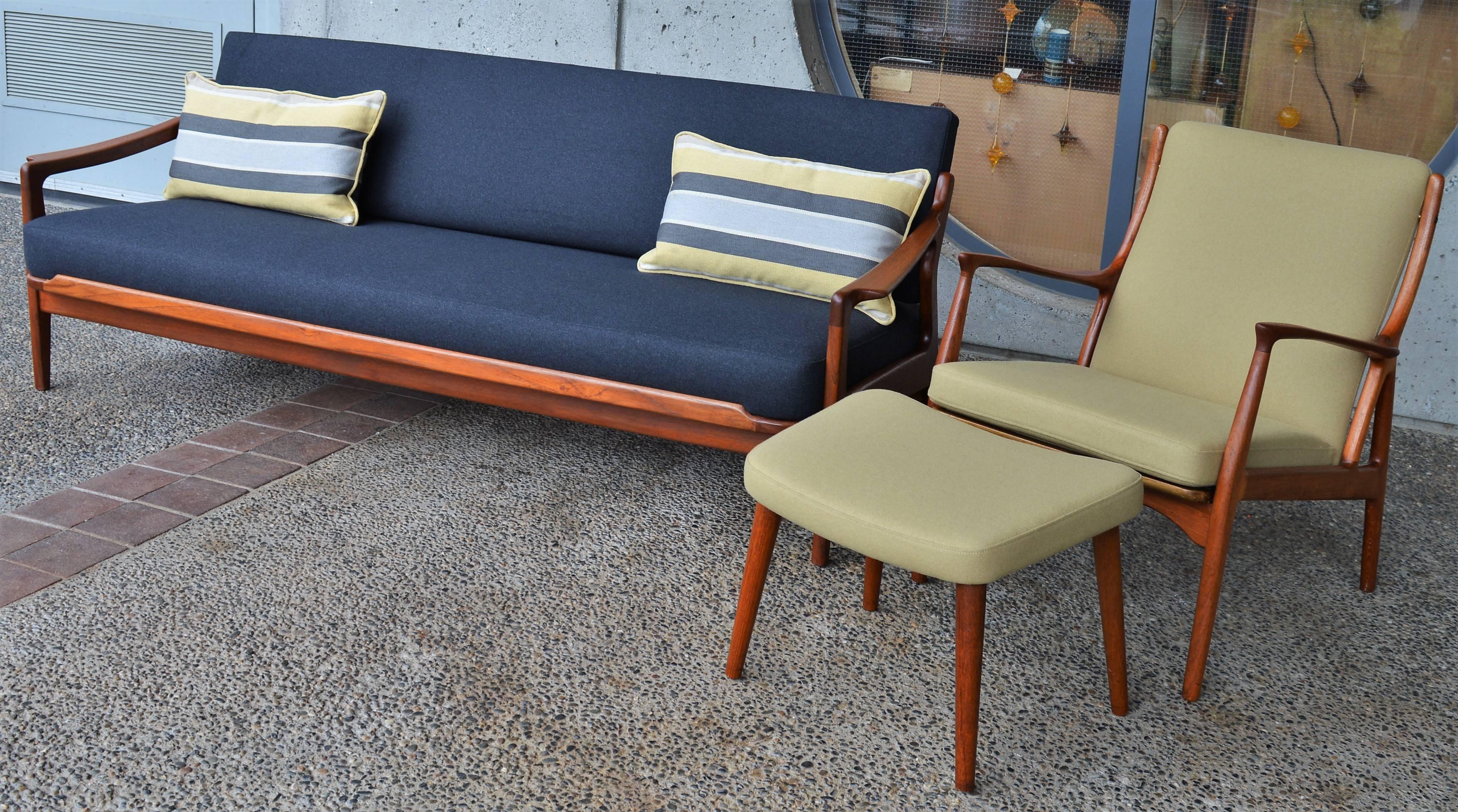 Mid-20th Century Horsnaes Teak Lounge Chair and Ottoman by Erik Kollig Andersen & Palle Pederse
