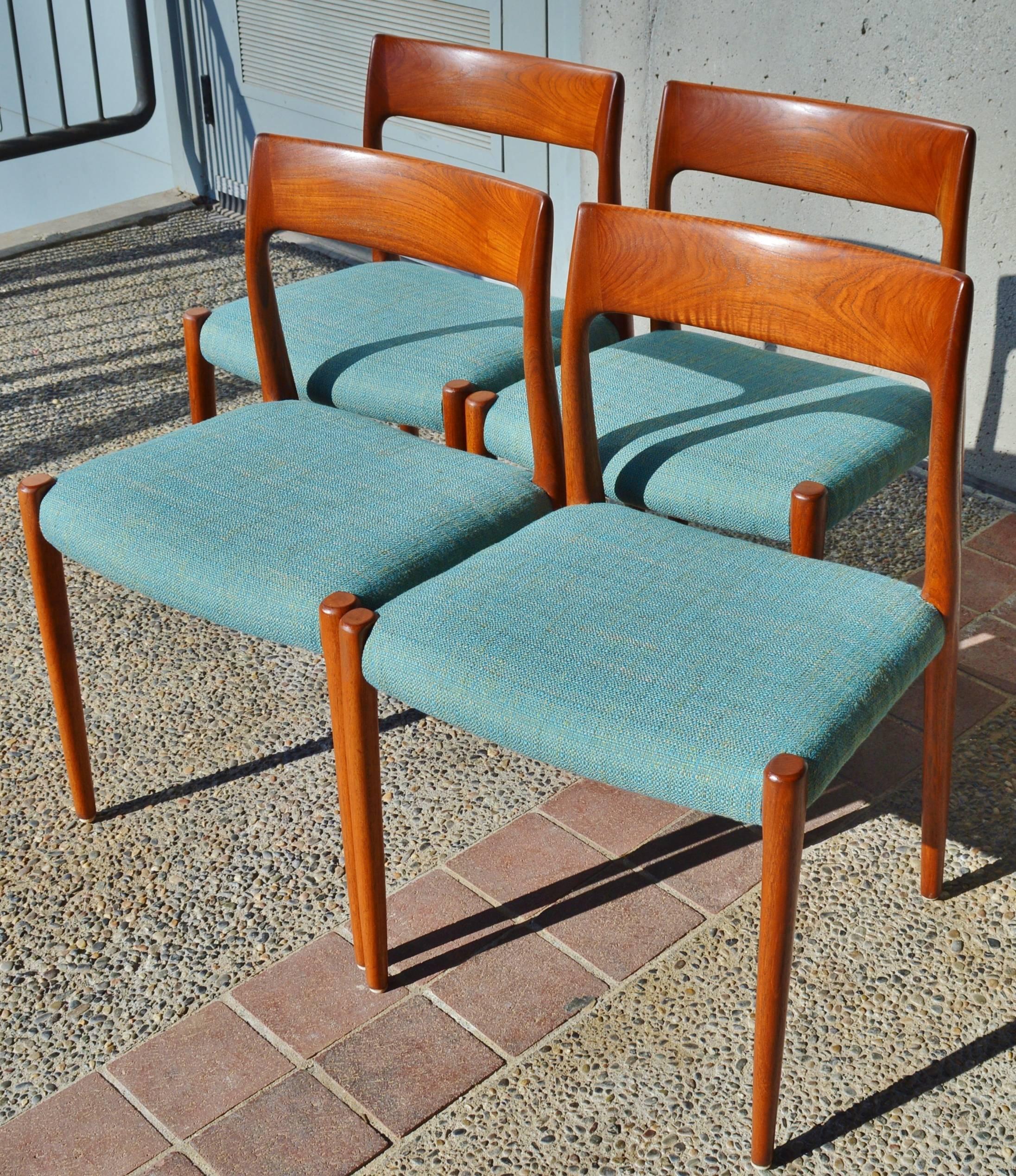 Mid-Century Modern Set of 4 Niels Otto Moller Teak Dining Chairs 