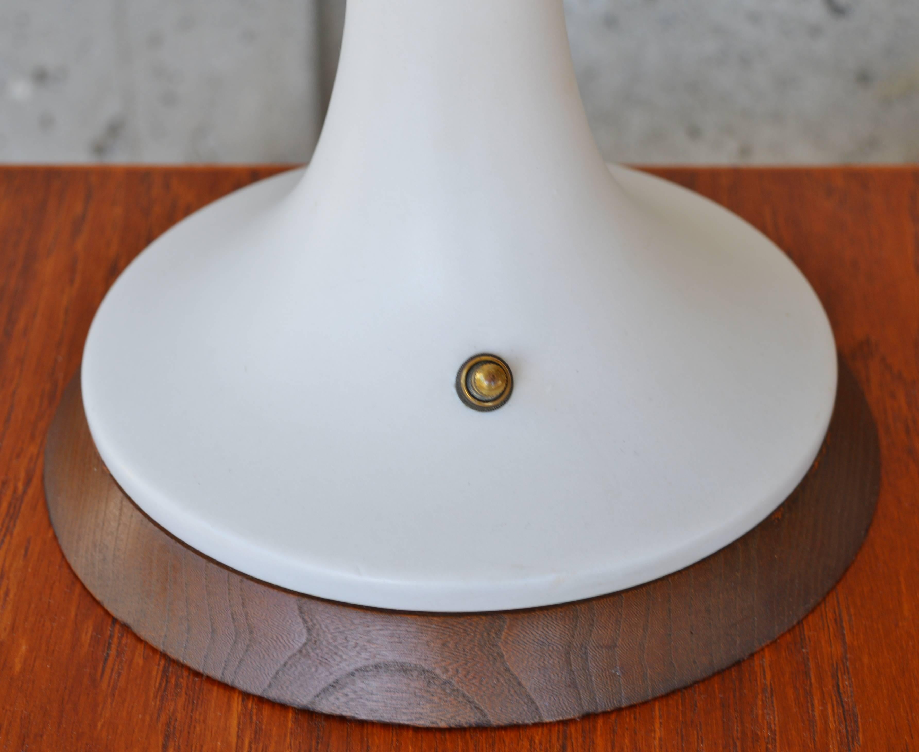 Scandinavian Unique Cream Pottery, Walnut and Teak Genie Table Lamp