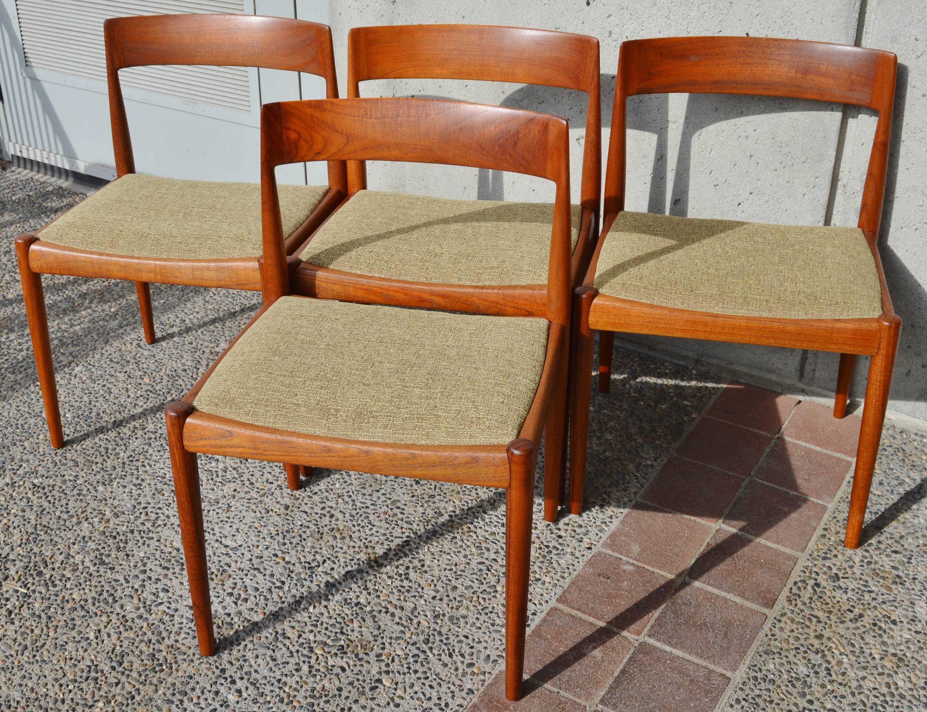 Mid-Century Modern Rare Set of Four Kai Kristiansen Model 4110 Dining Chairs