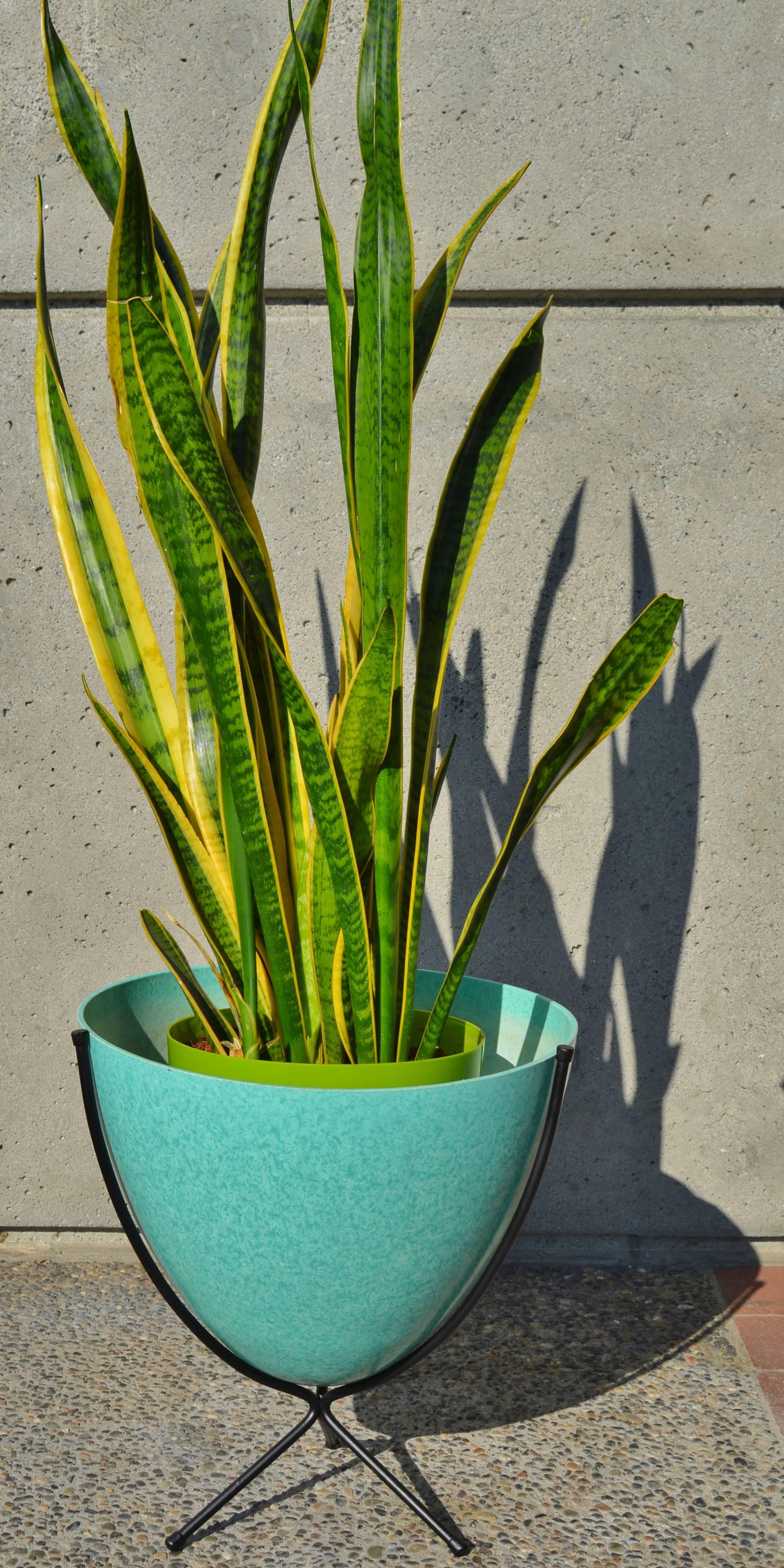 American Rare, 1950s Atomic Era Fiberglass Bullet Planter in Turquoise