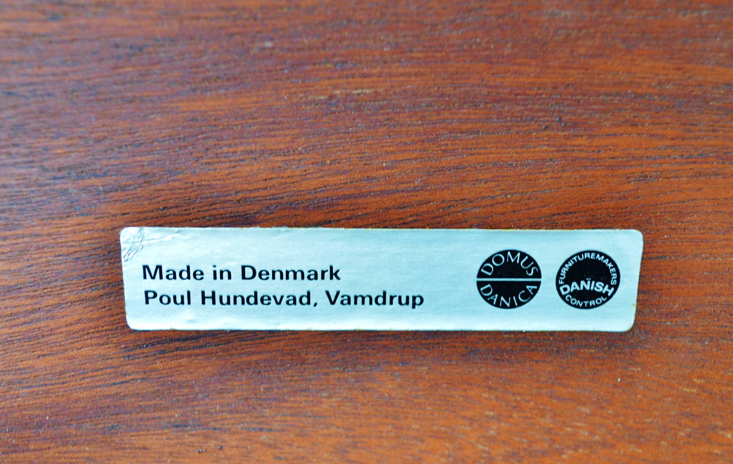 Rare Poul Hundevad Teak Folding Bar Cart for Vamdrup with Caned Shelf 3
