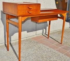 Danish Teak and Oak Sofa or Hall Table with Lift Top Storage or Planter